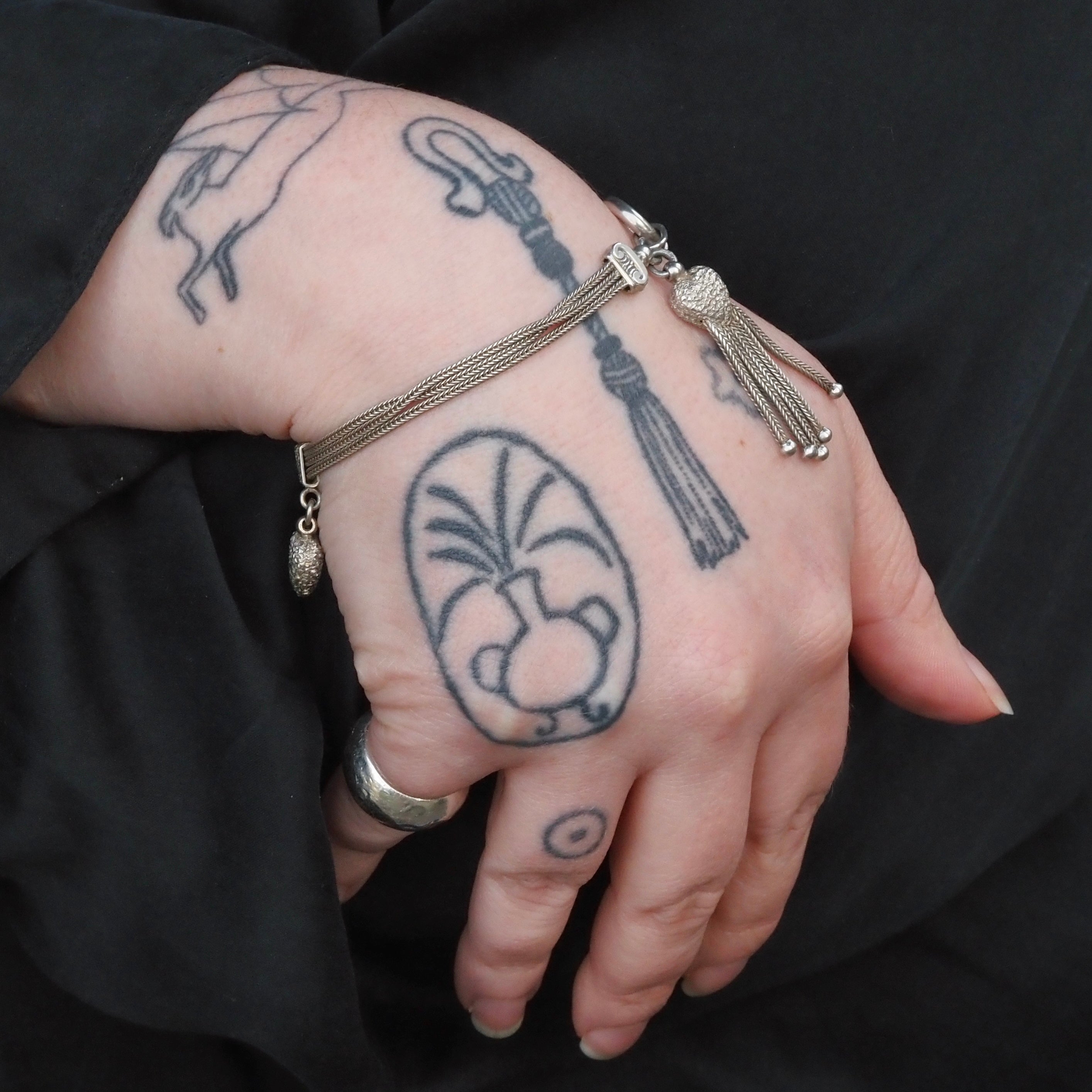 Antique Victorian Sterling Silver Tassel Bracelet