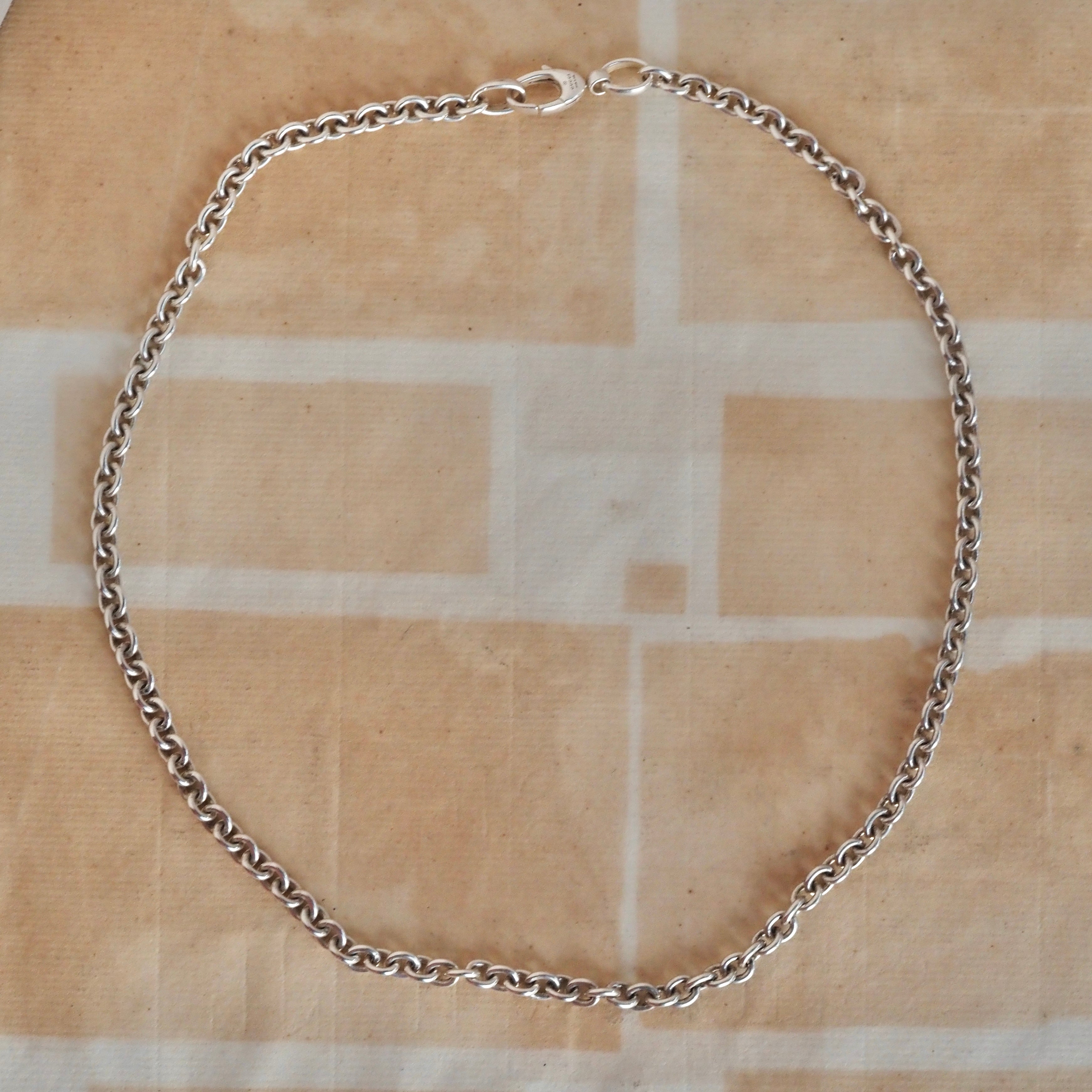 Vintage Gucci Sterling Silver Rolo Chain Necklace