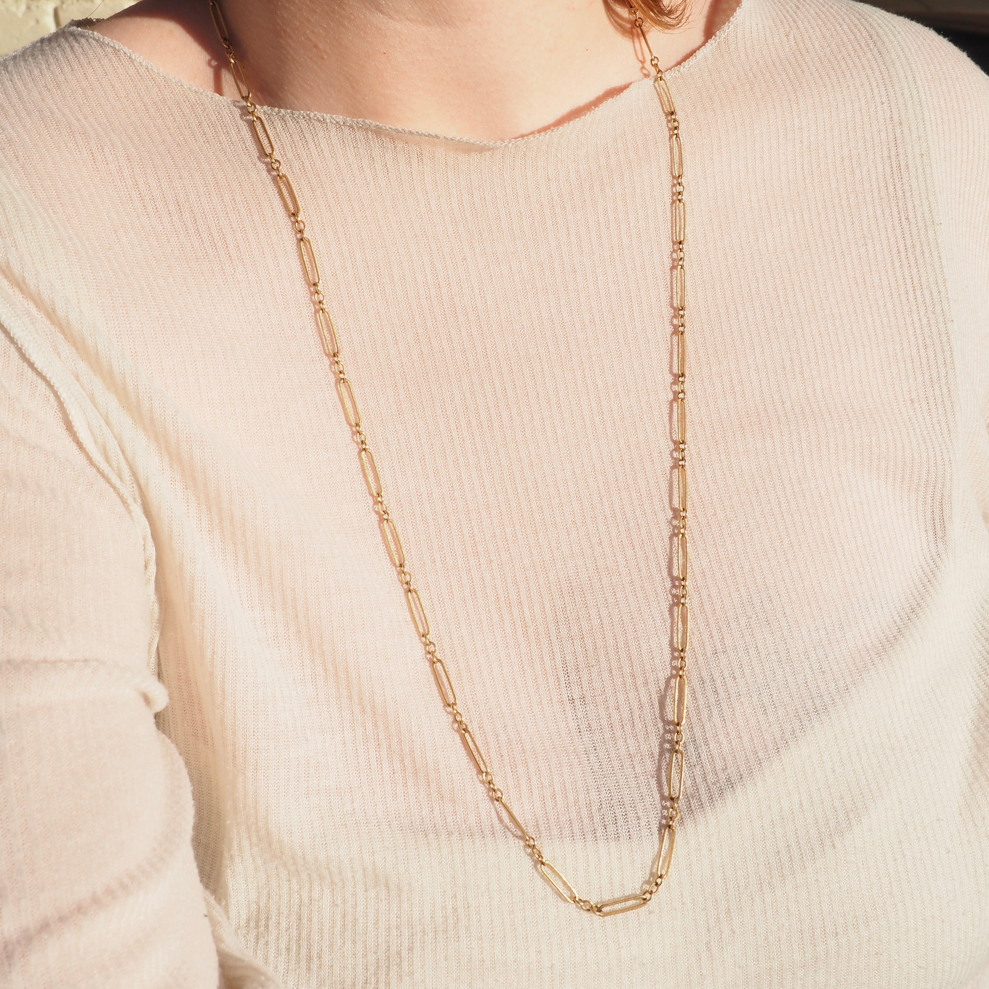 Antique Textured Link Gold Filled Necklace