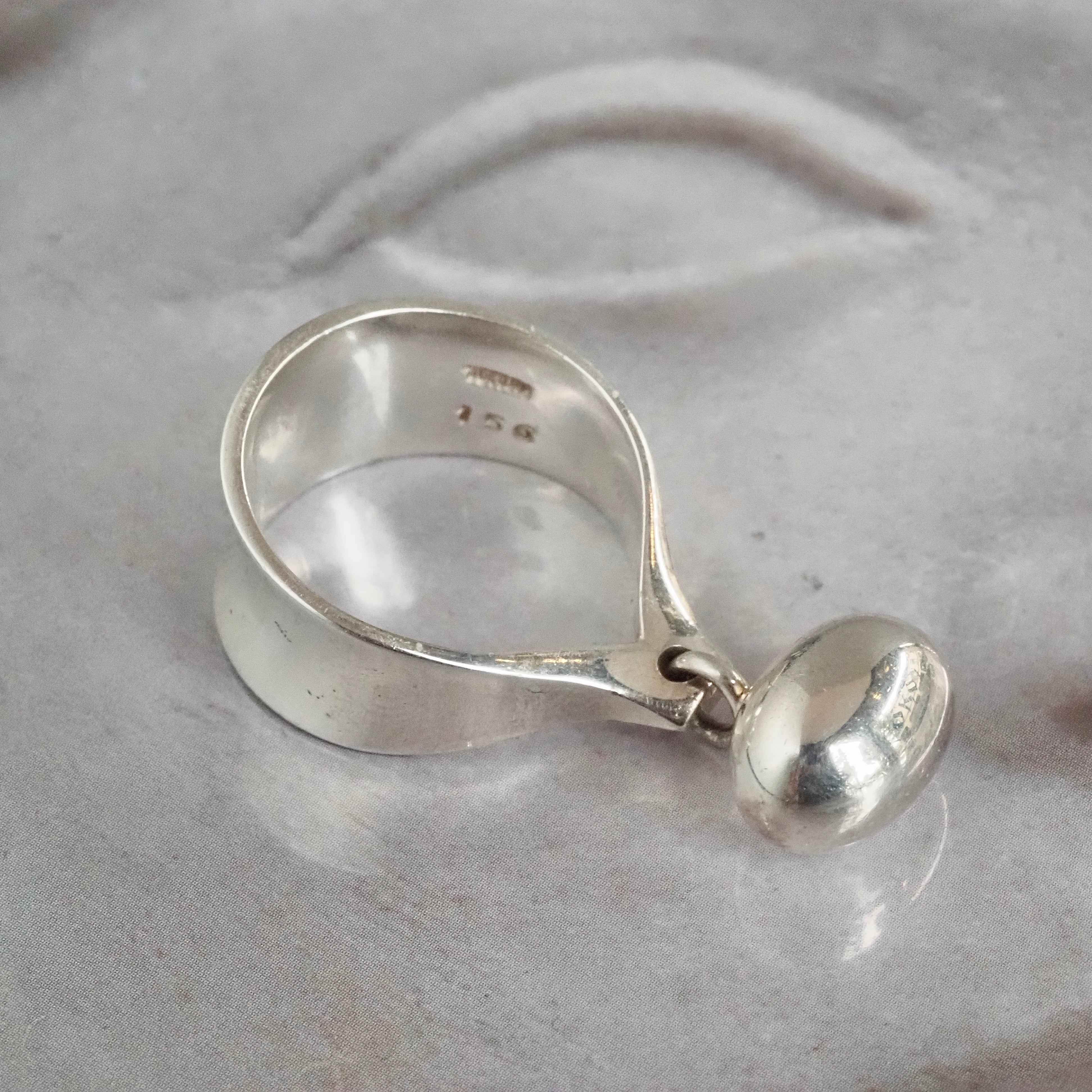 Vintage Modernist Sterling Silver Sculptural Ring by Vivianna Torun for Georg Jensen