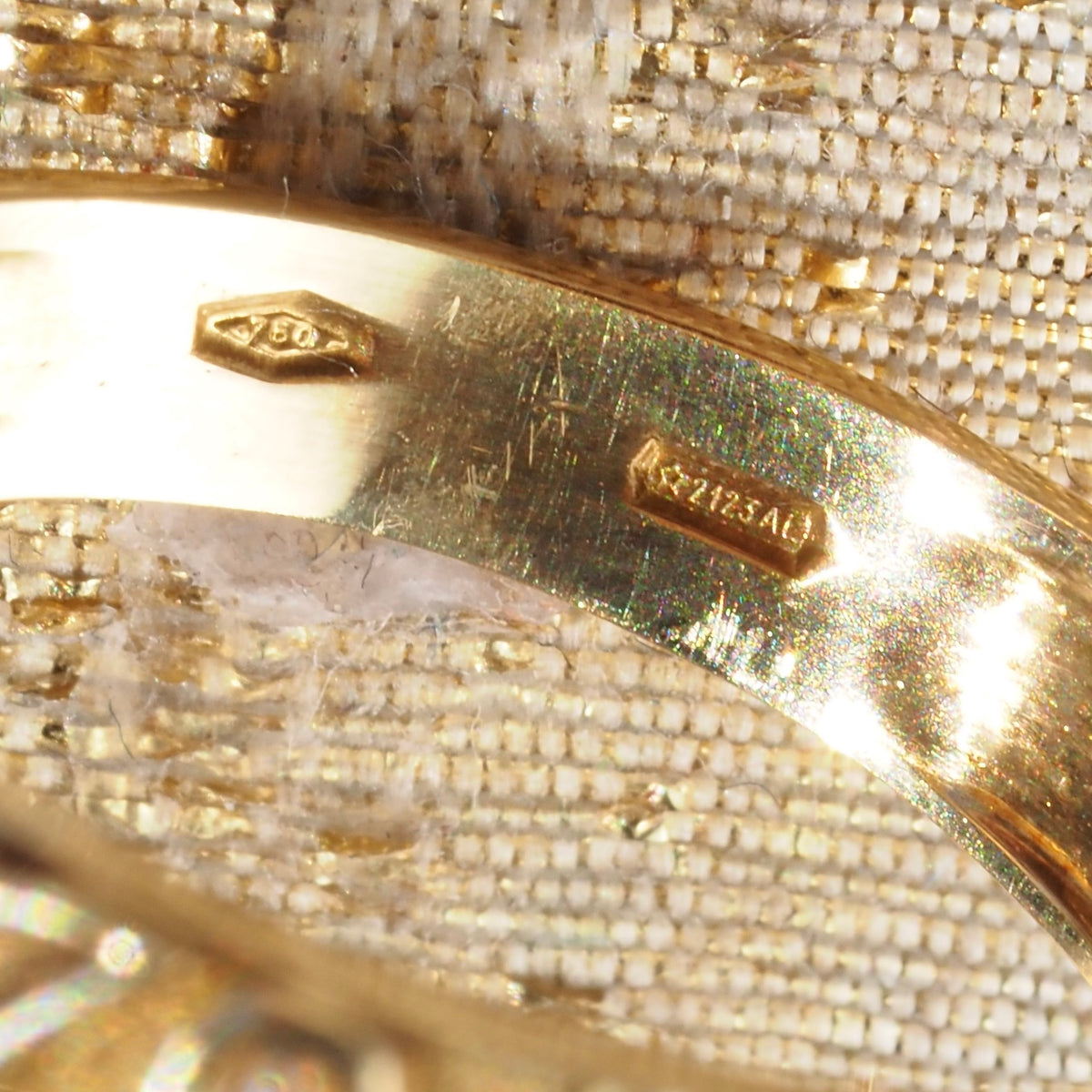 Vintage Italian Diamond 18k Gold Leaves and Flower Band