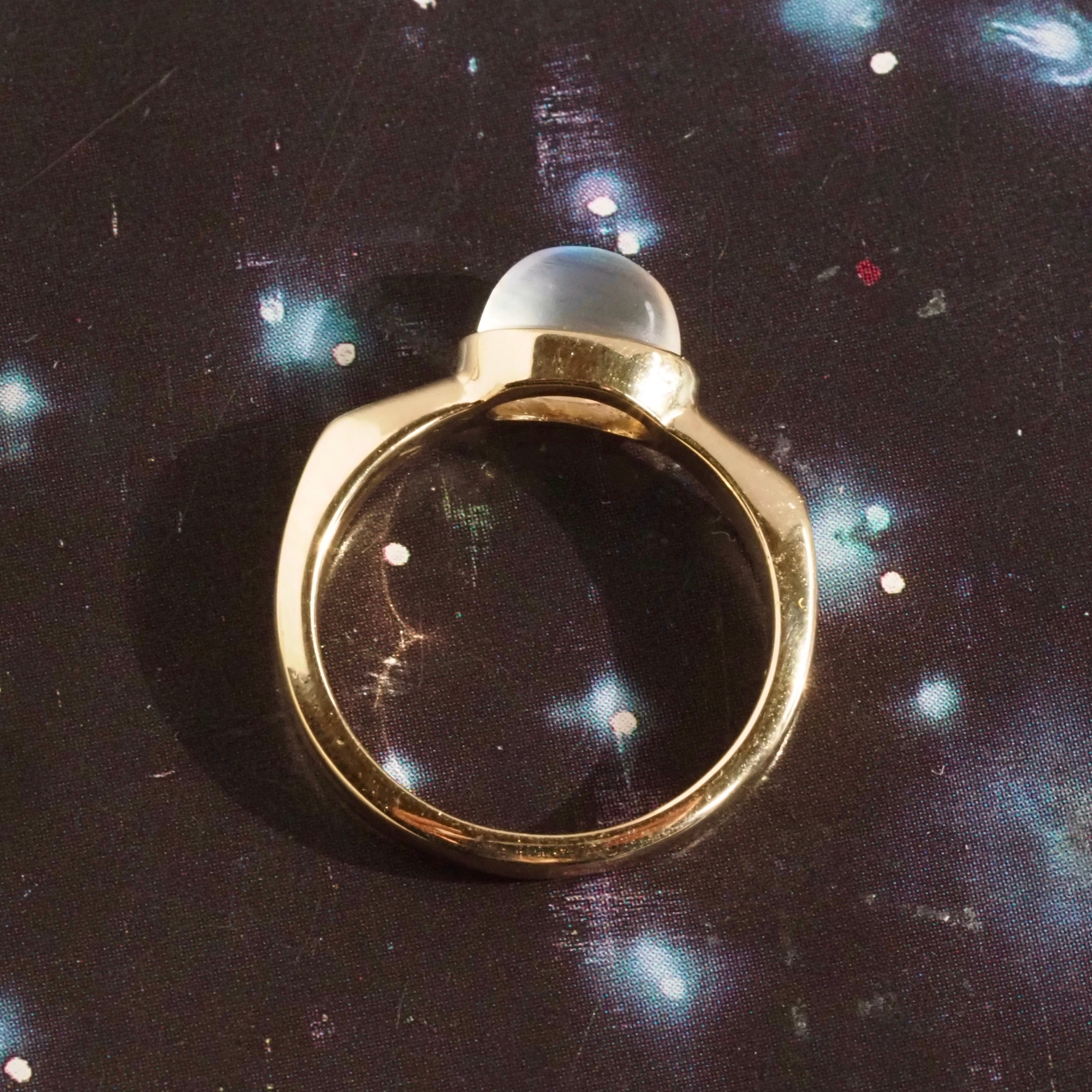Modernist Moonstone 14k Gold Ring