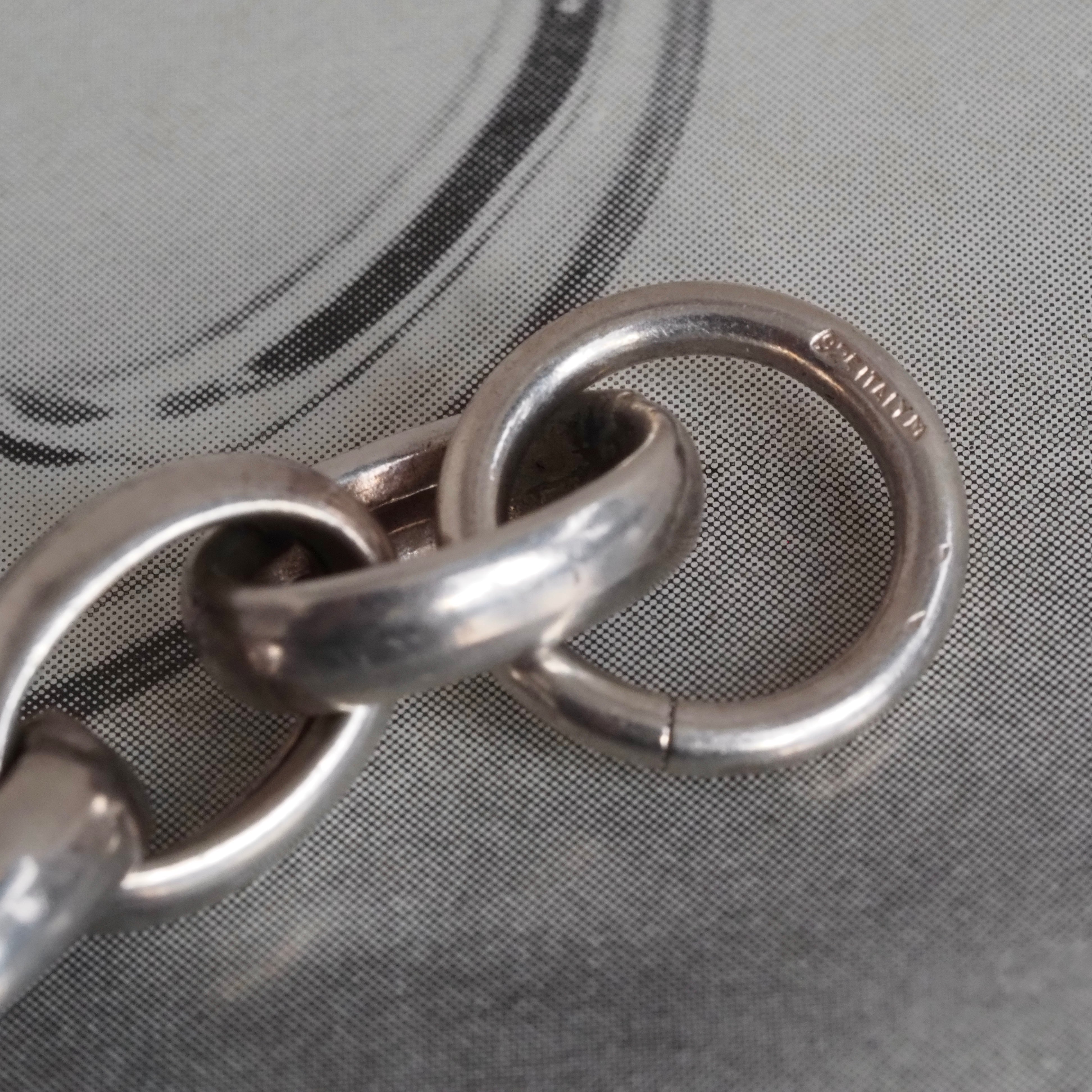 Vintage Italian Sterling Silver Puffed Cable Link Toggle Bracelet