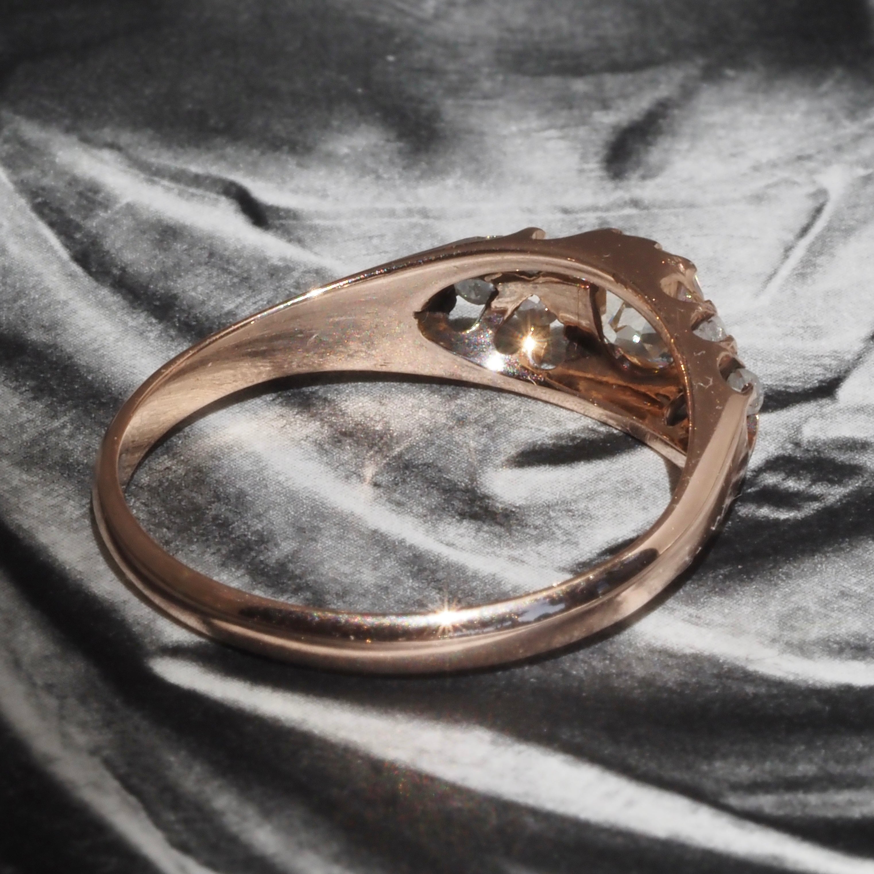 Antique Victorian Old Mine Cut and Rose Cut Diamond 10k Gold Engagement Ring