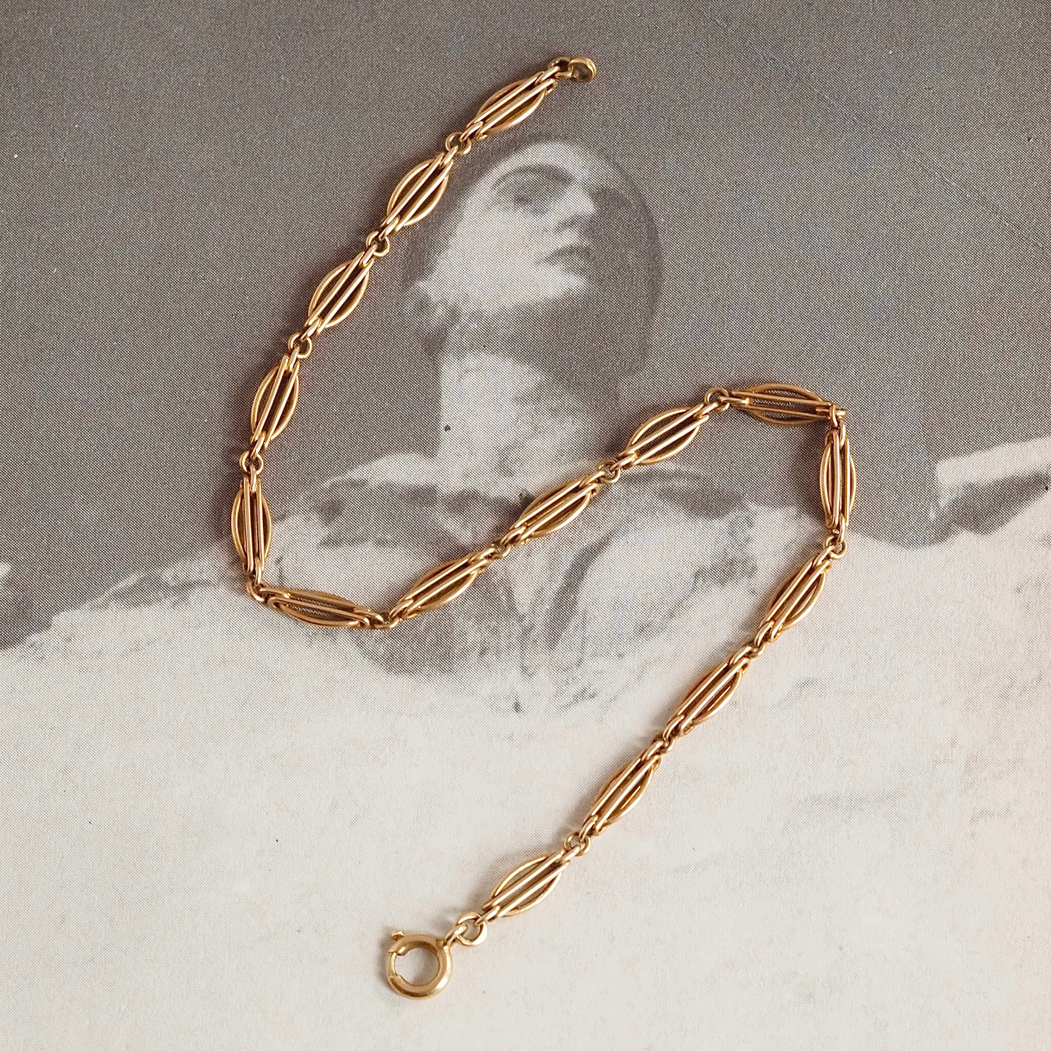 Antique Fancy Watch Chain 14k Gold Bracelet
