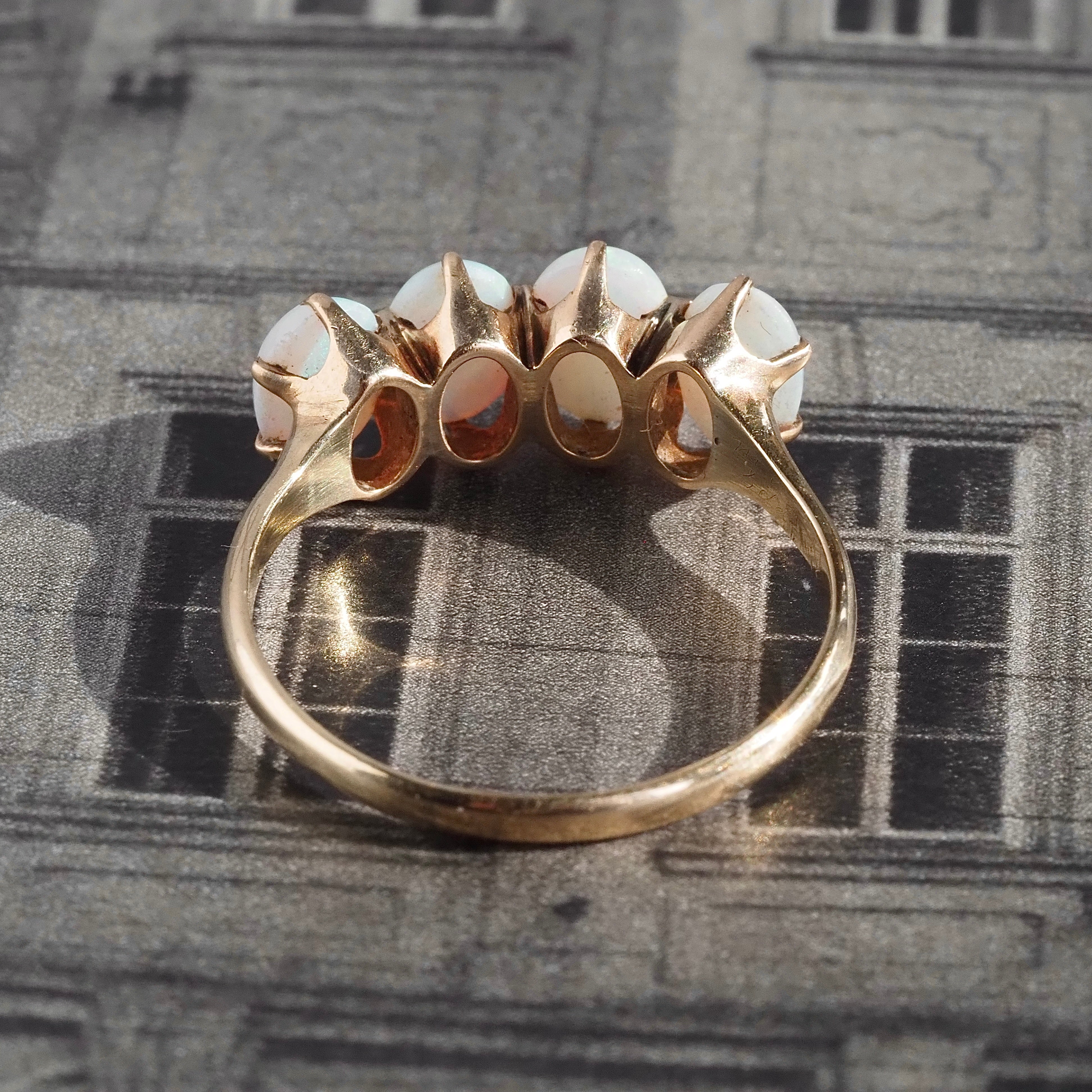 Antique Victorian Four Opal 10k Gold Ring
