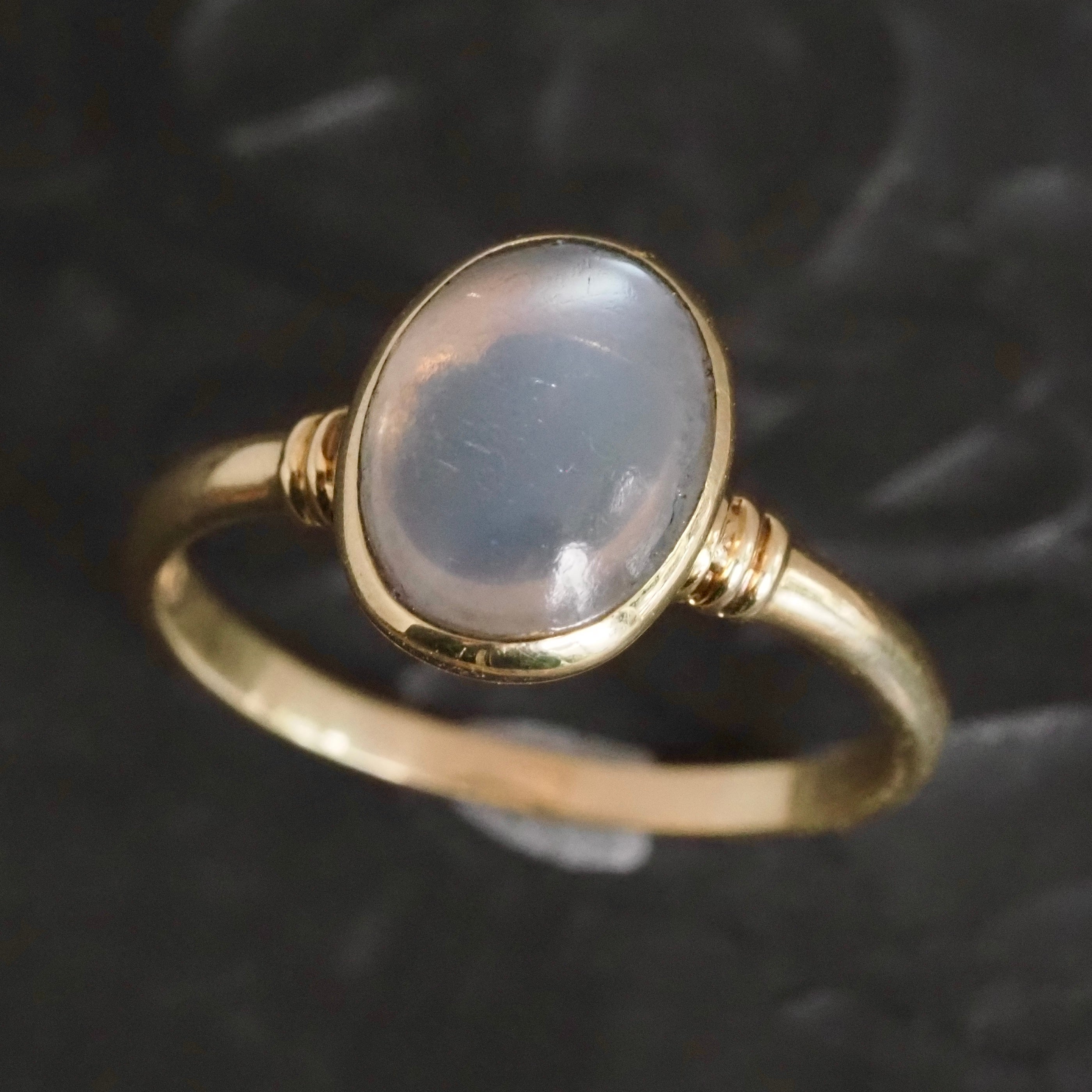 Antique Art Deco 14k Gold Oval Bezel Set Moonstone Ring