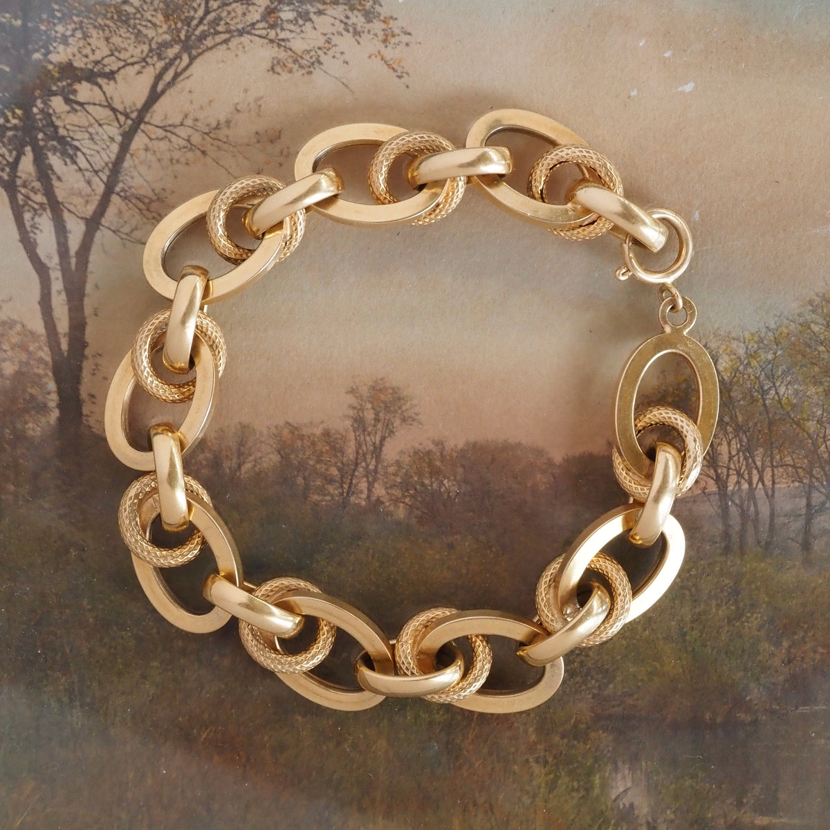 Vintage Italian 18k Gold Chunky Offset Link Bracelet