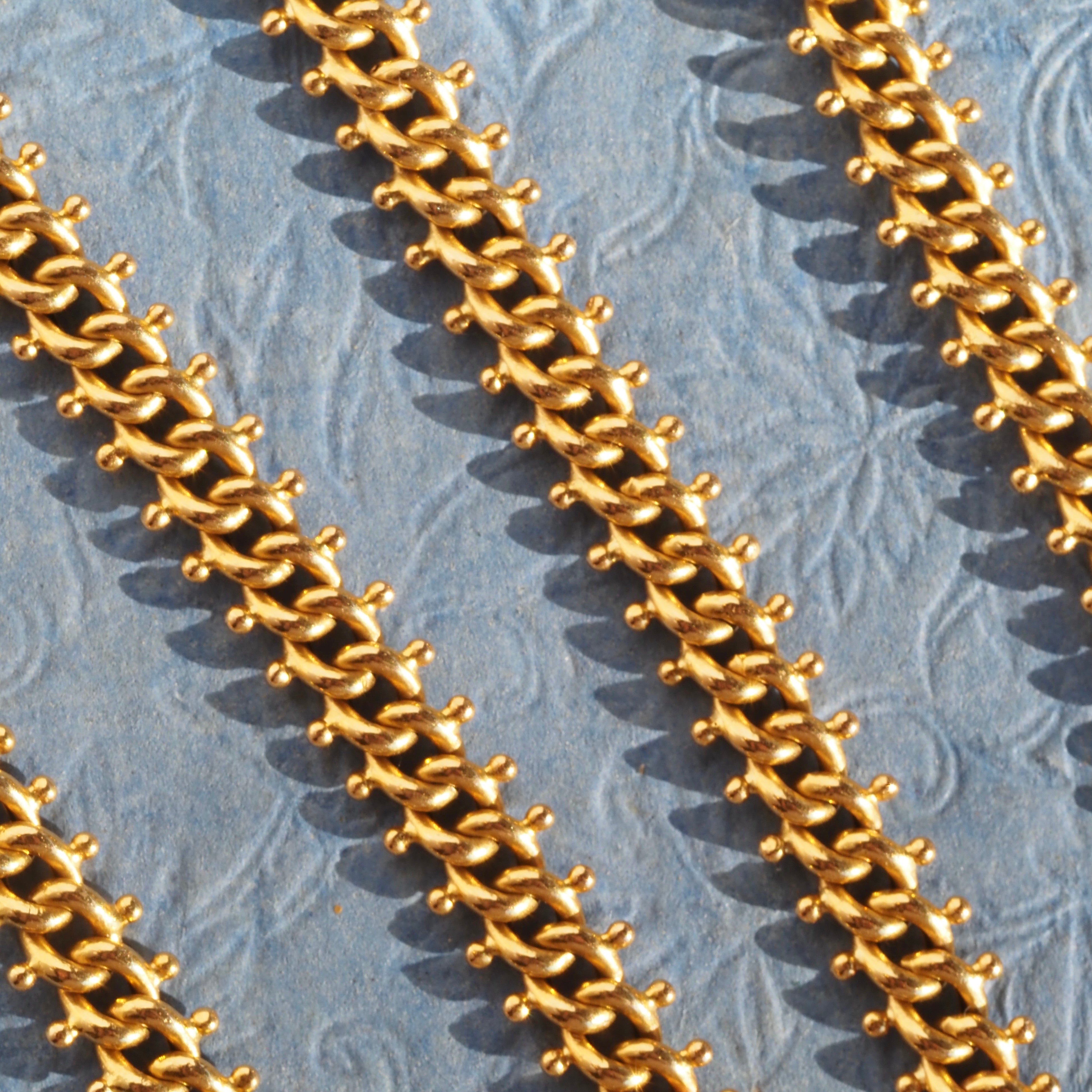 Vintage Portuguese 19K Gold Quilópode Beaded Curb Link Chain Necklace