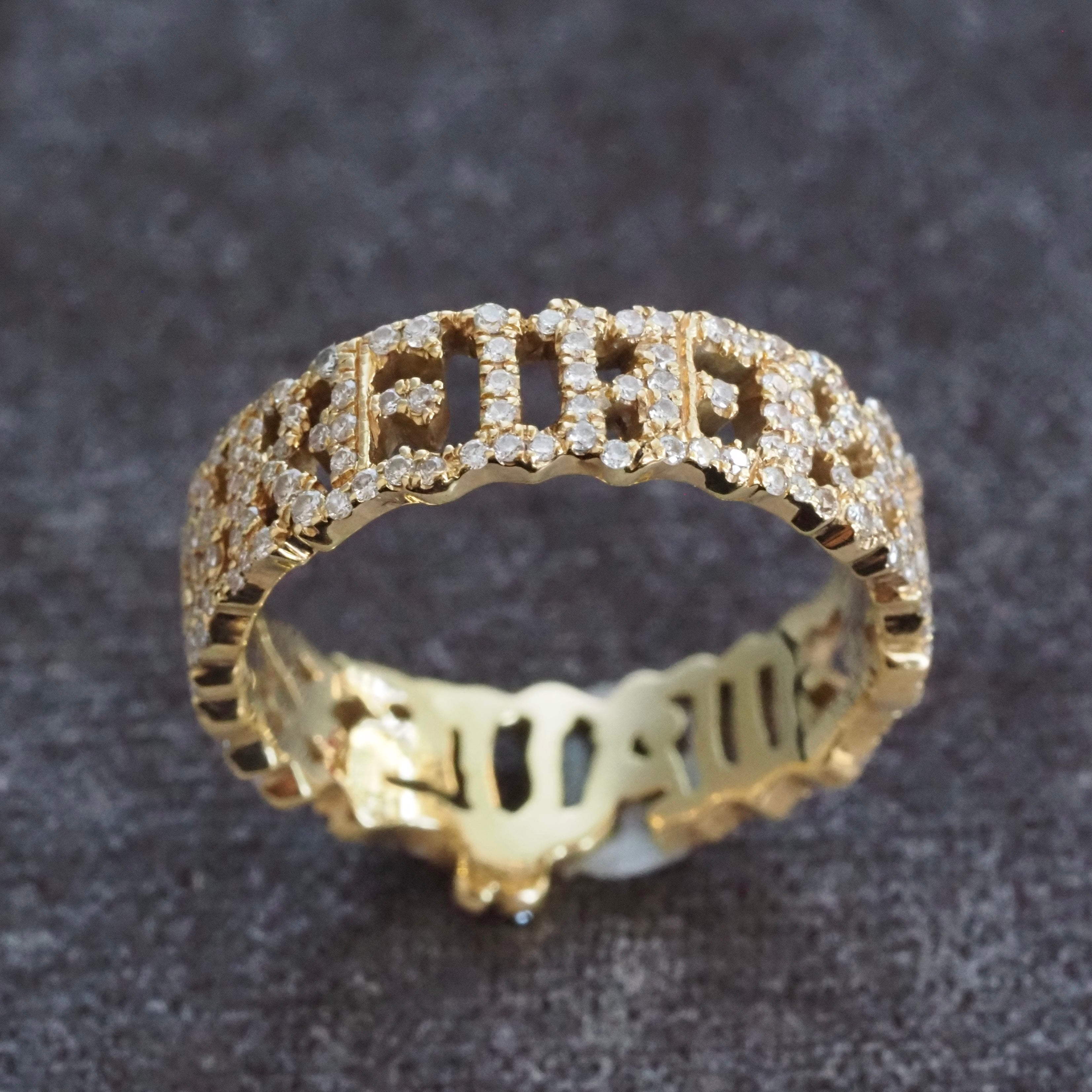 “Always & Forever” Diamond Pavé Script 18k Gold Eternity Band