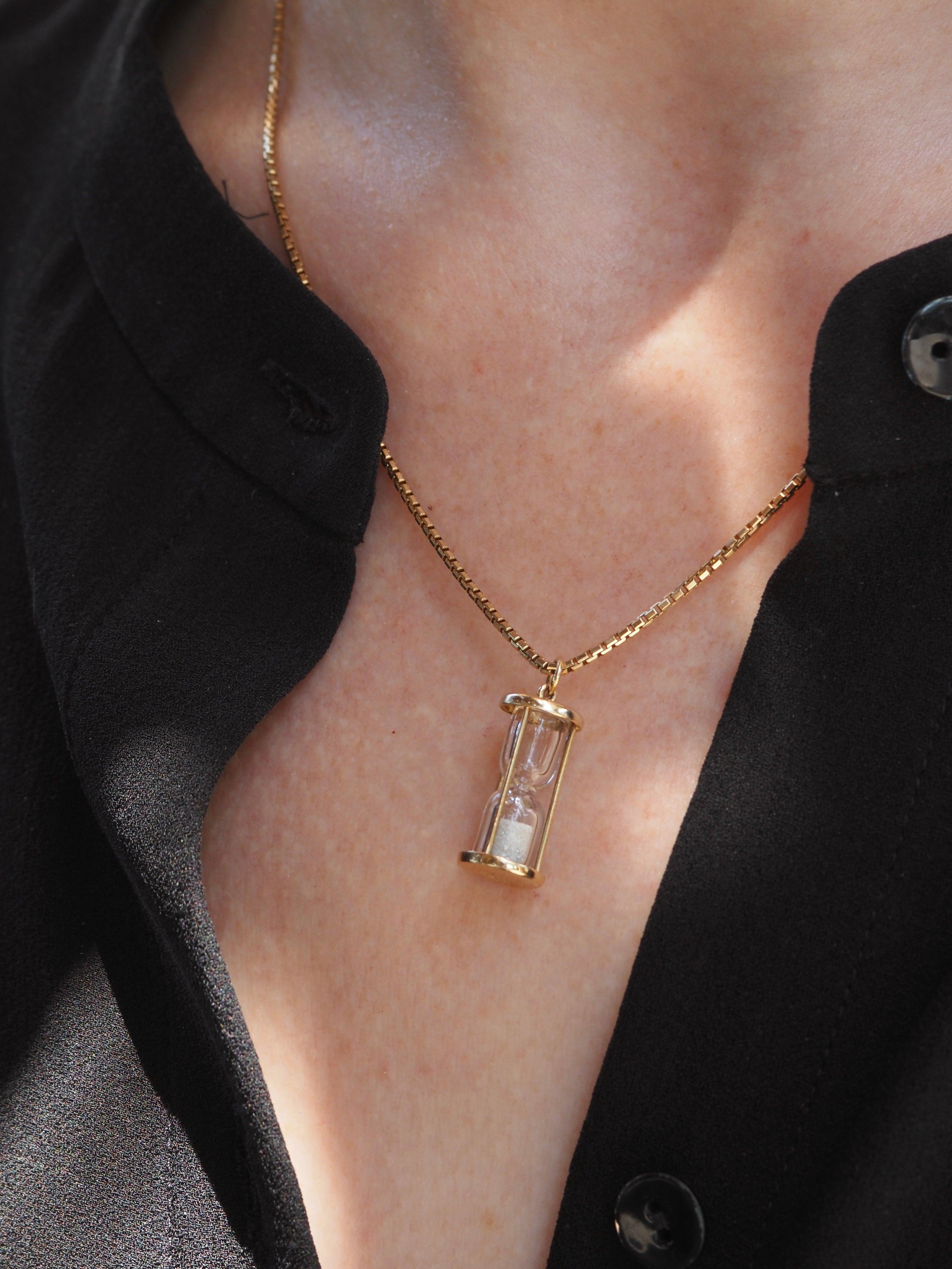 Vintage 14k Gold Diamond Dust Hourglass Charm