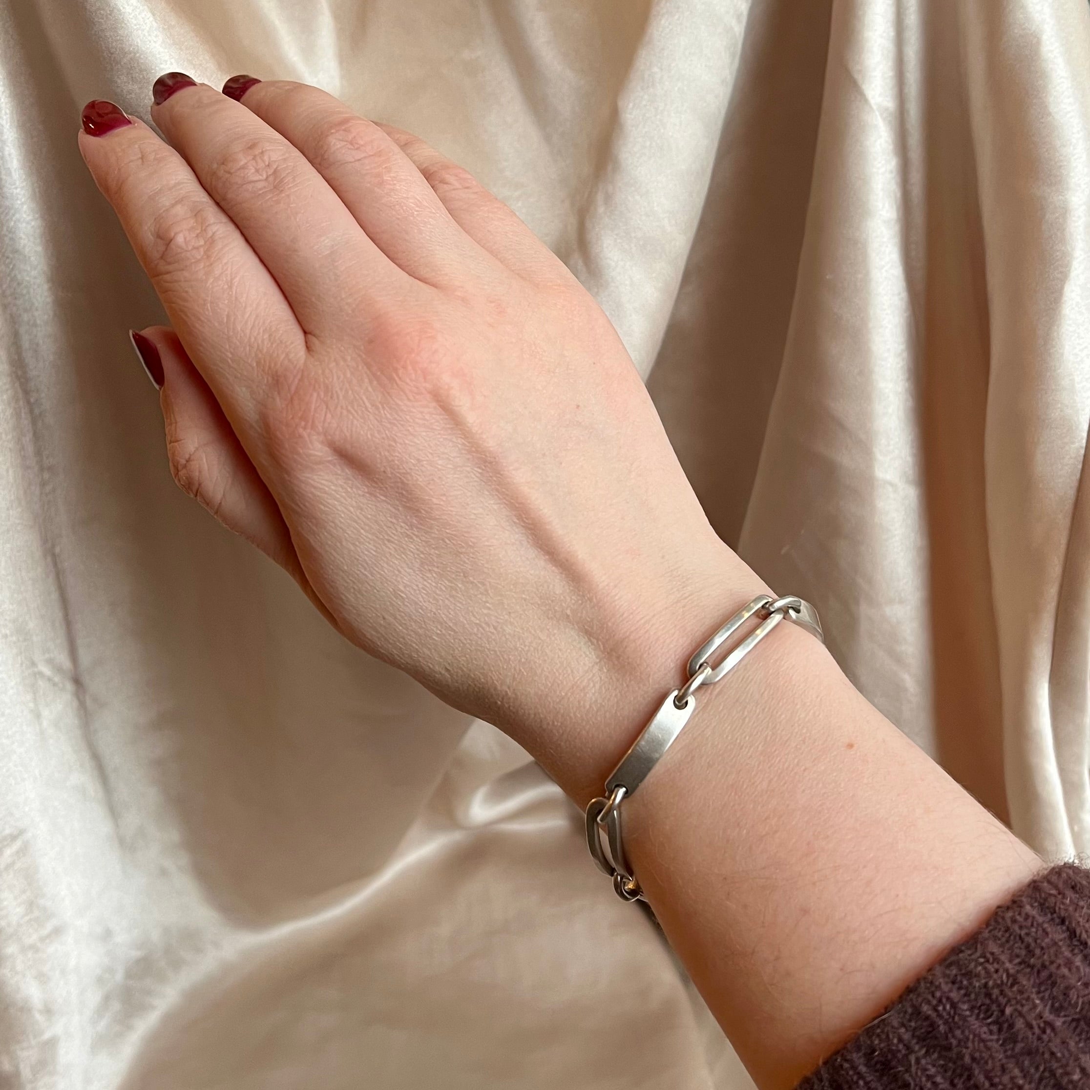 Vintage Sterling Silver Arched Link Bracelet