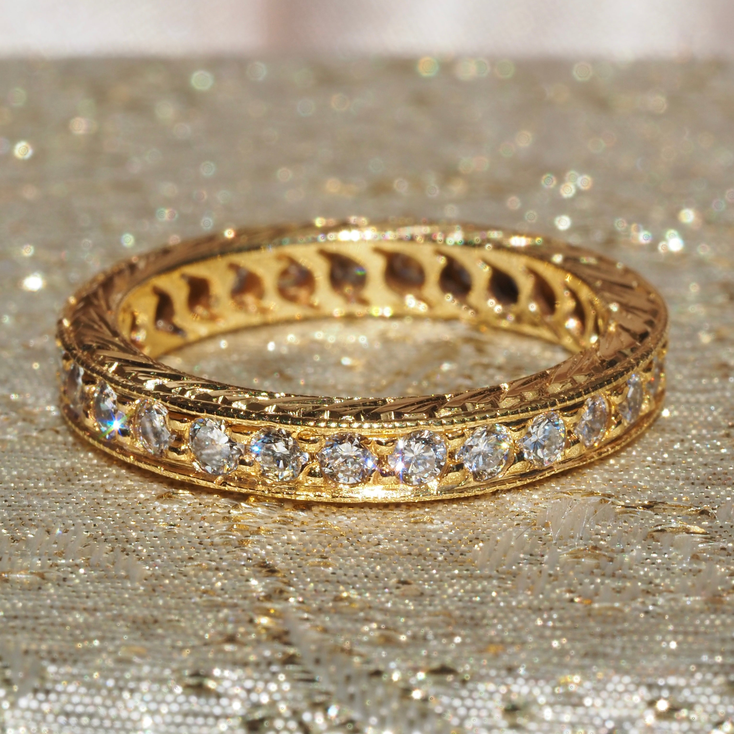 Vintage Diamond Eternity 14k Gold Band