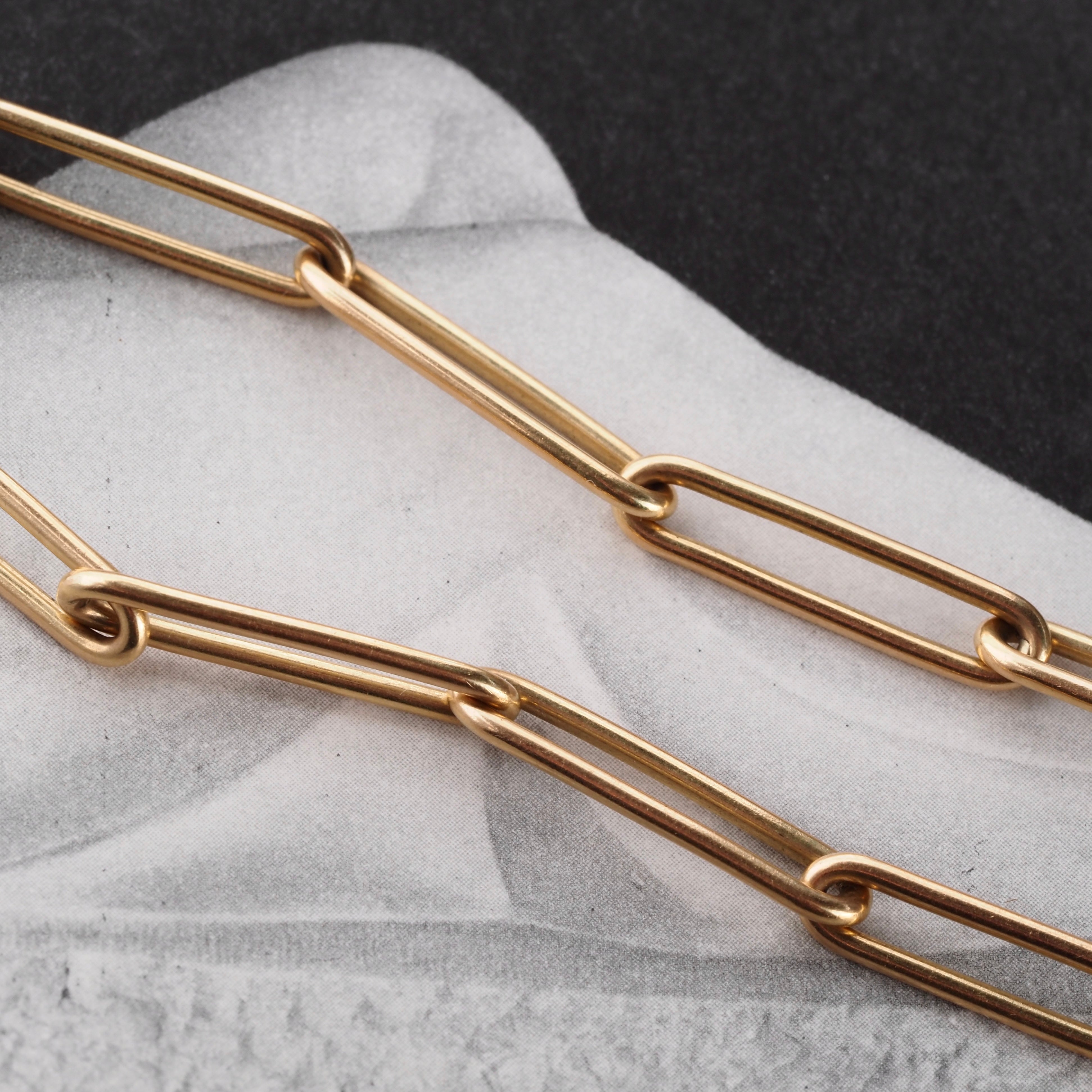 Vintage Solid 18k Gold Paper Clip Chain Bracelet