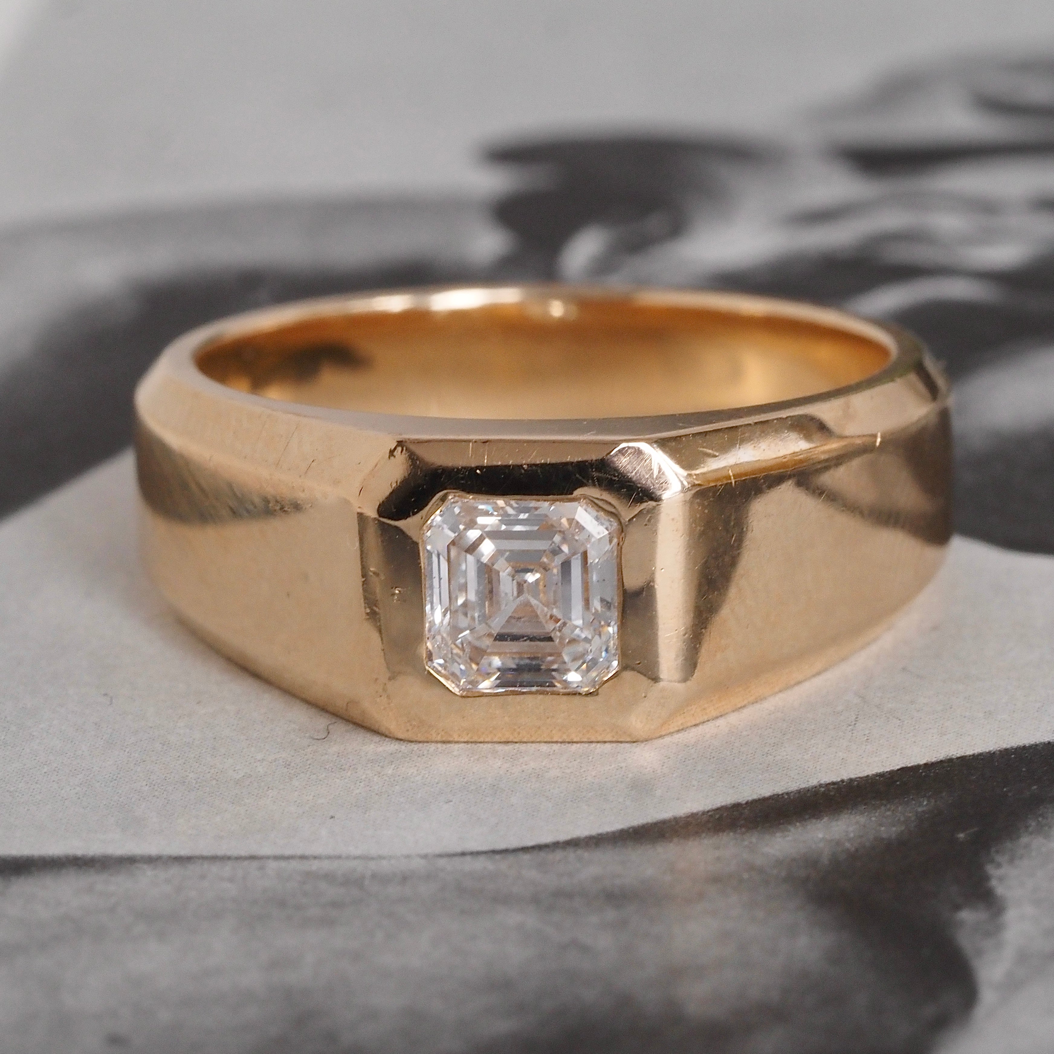ON HOLD Asscher Cut Diamond 14k Gold Engagement Ring