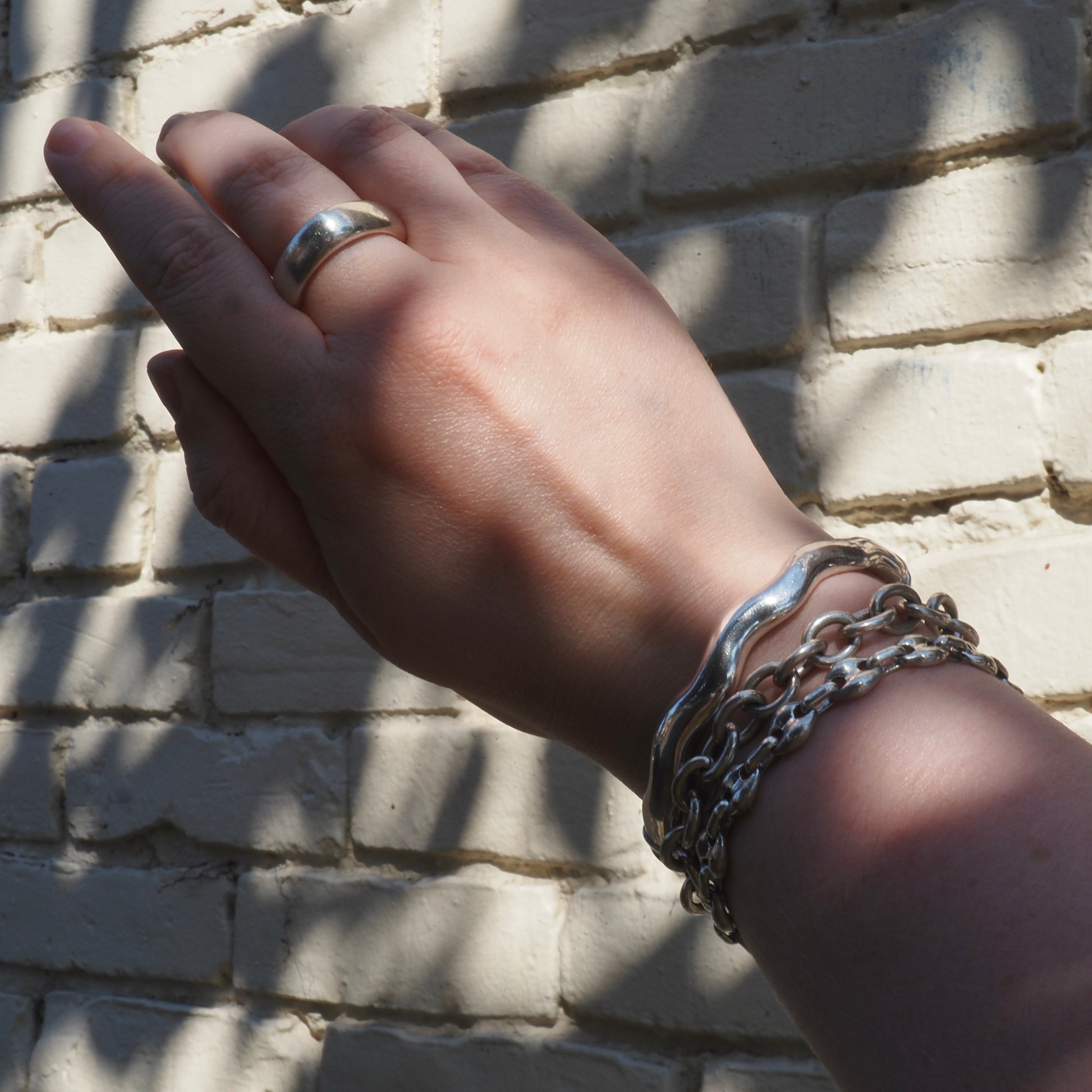 Vintage Sterling Silver Cable Link Toggle Bracelet