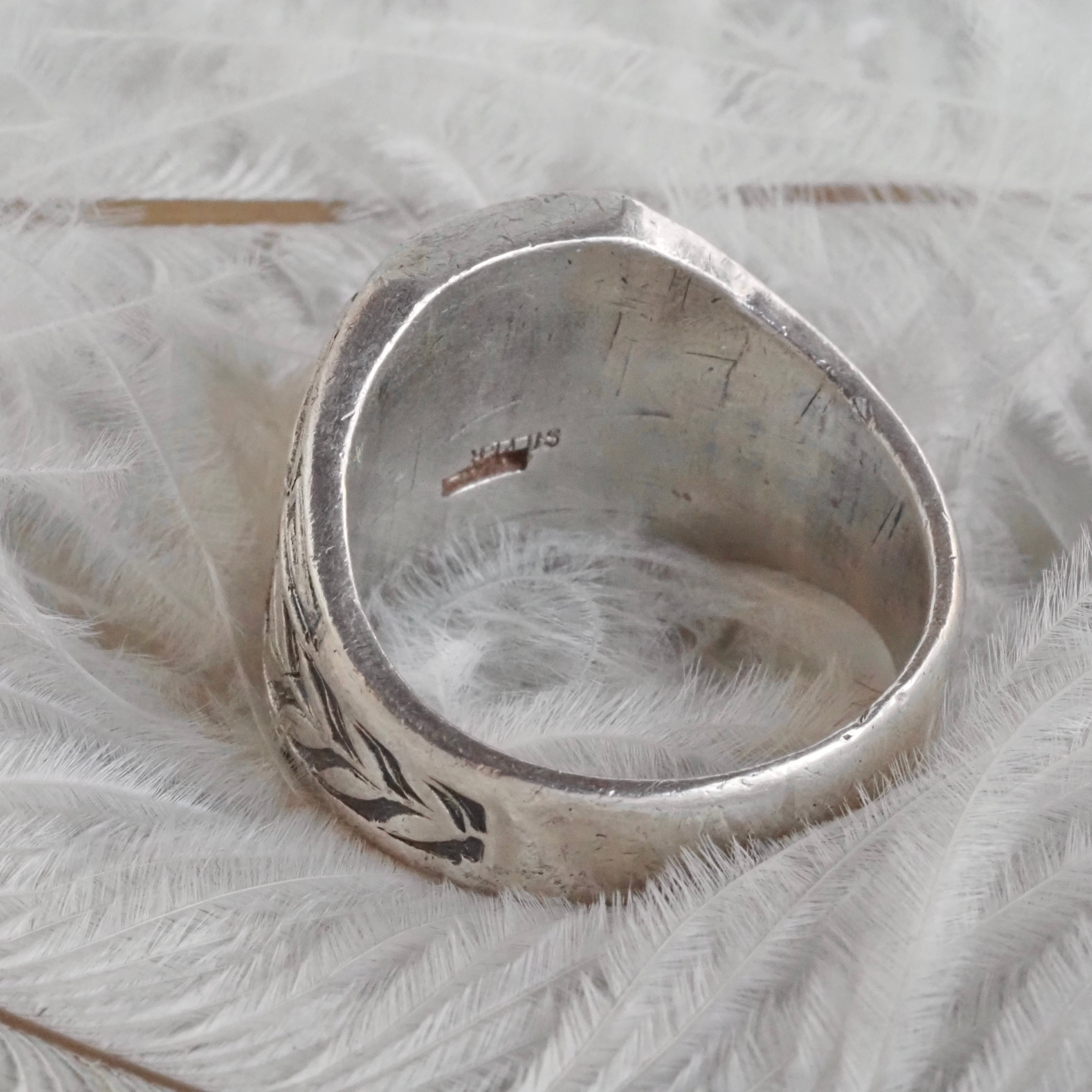 Antique Sterling Silver Shield Signet Ring