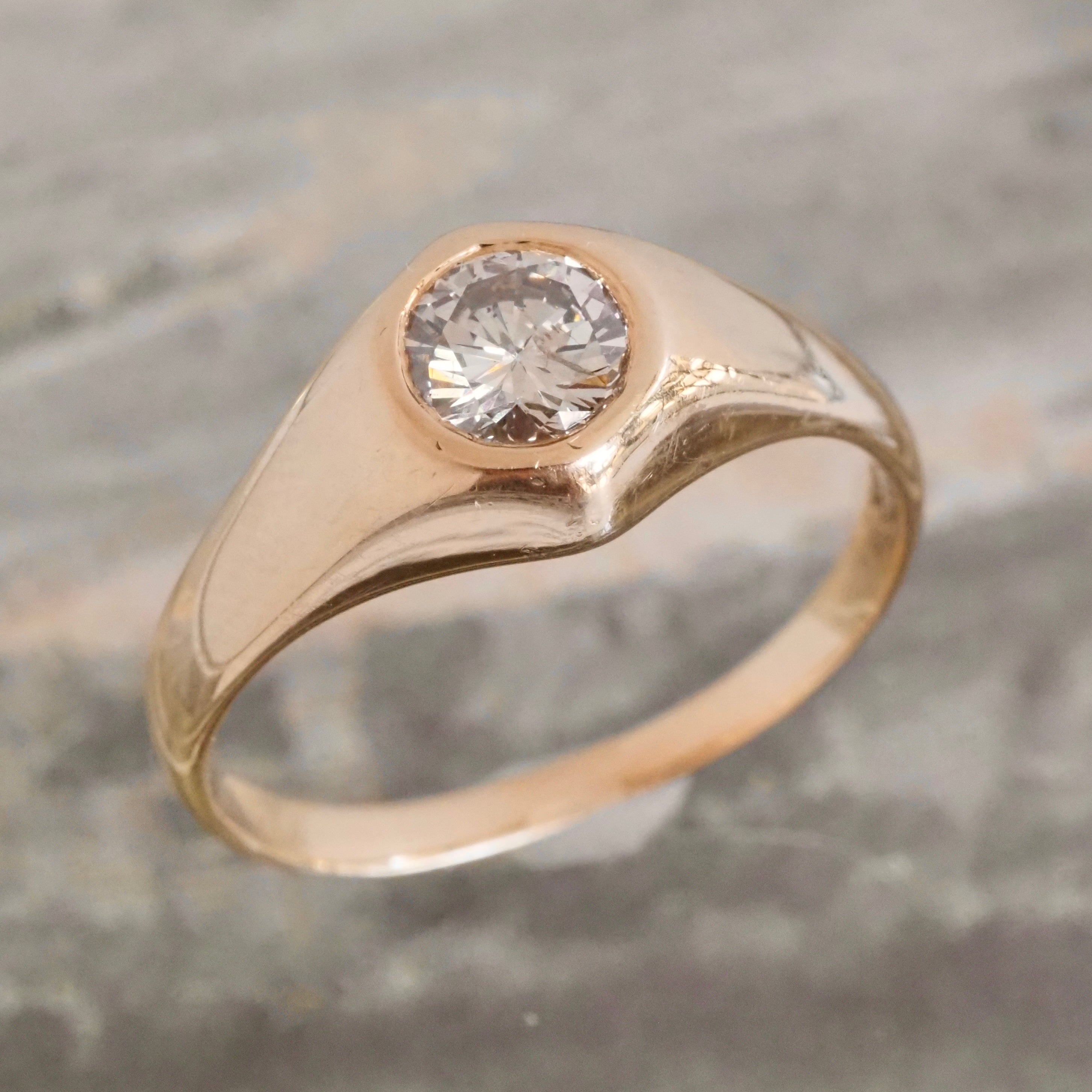 Vintage Flush Set Diamond 10k Gold Ring