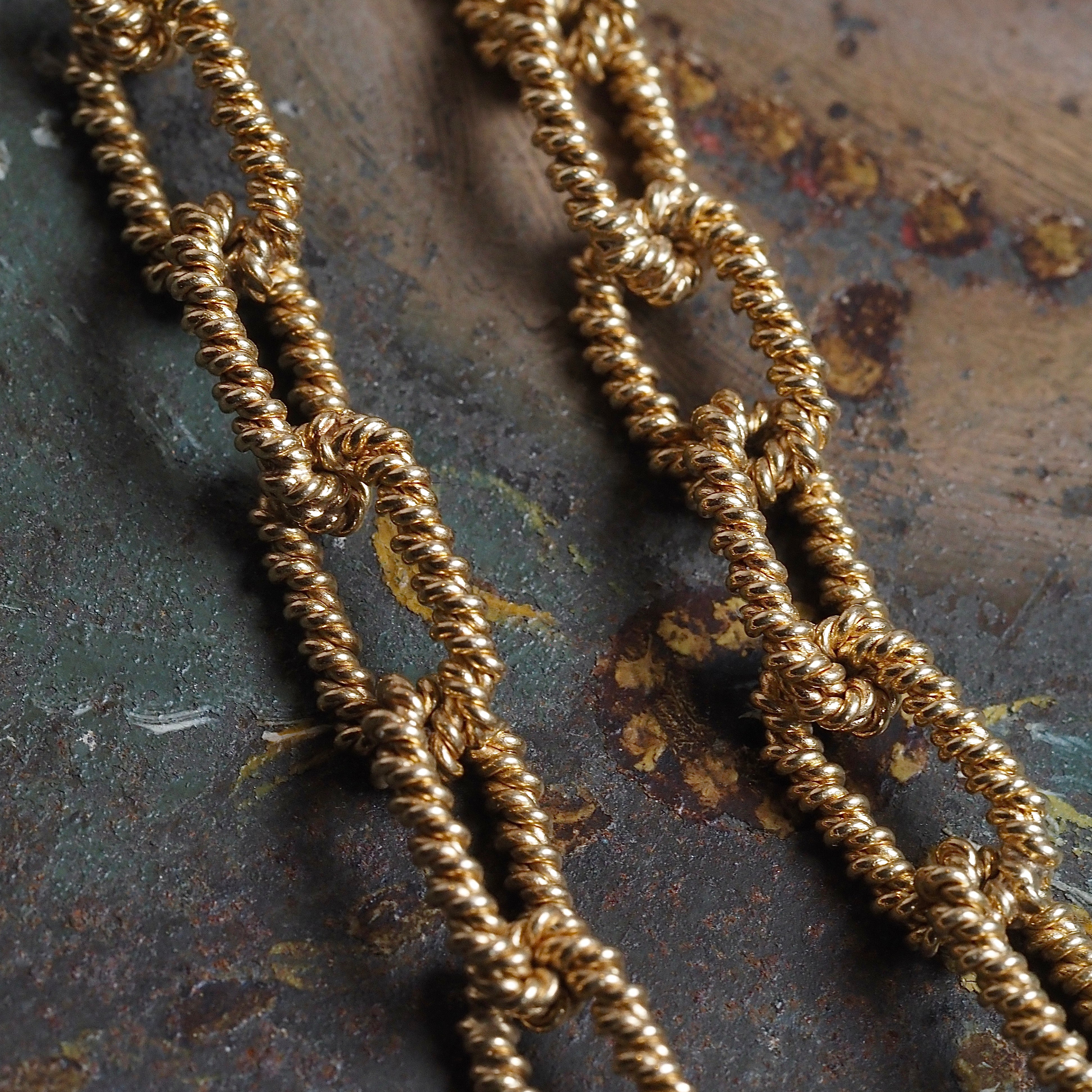 Vintage Solid 14k Gold Twisted Link Chain Necklace