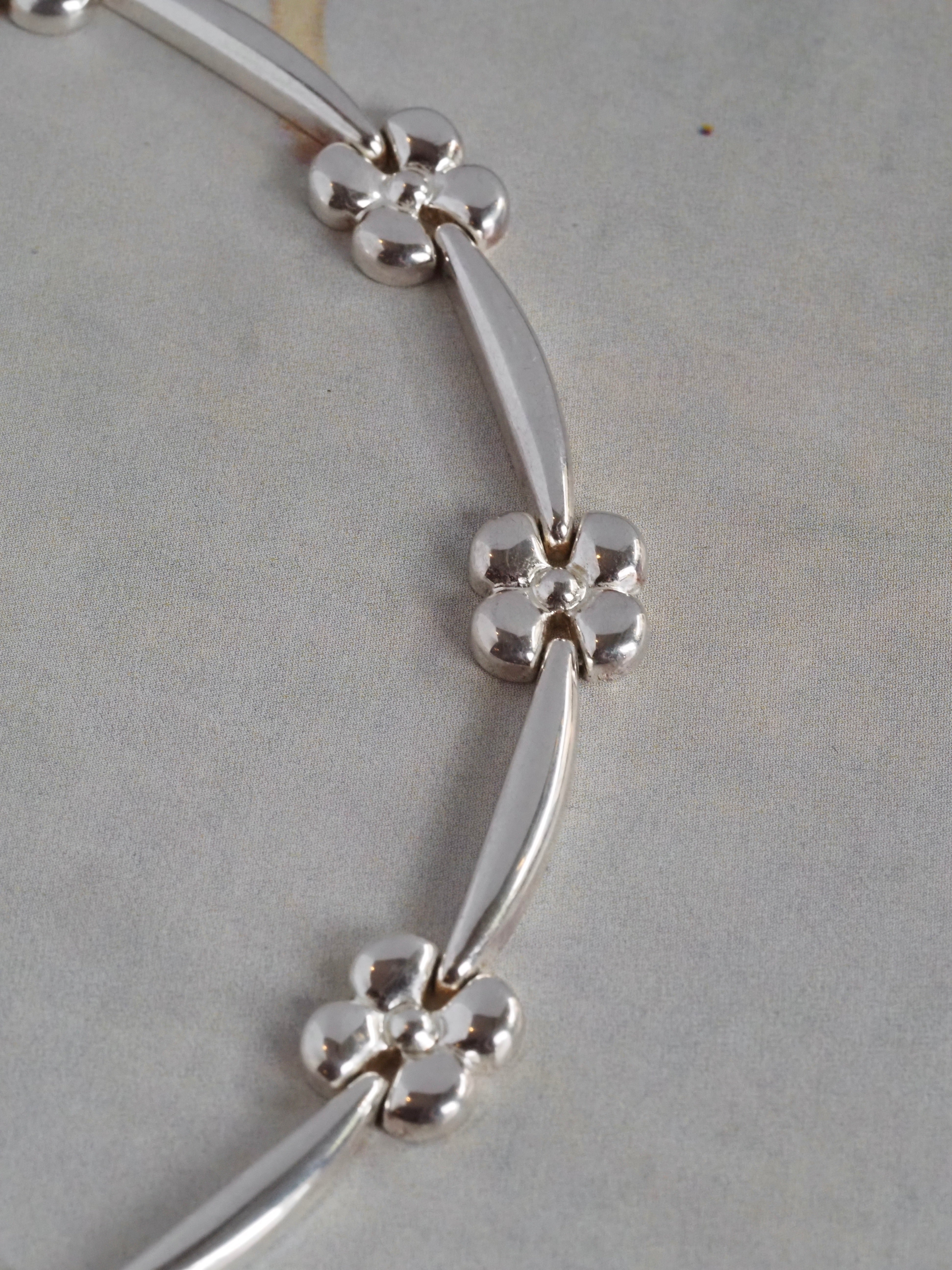 Vintage Italian Sterling Silver Flower Necklace