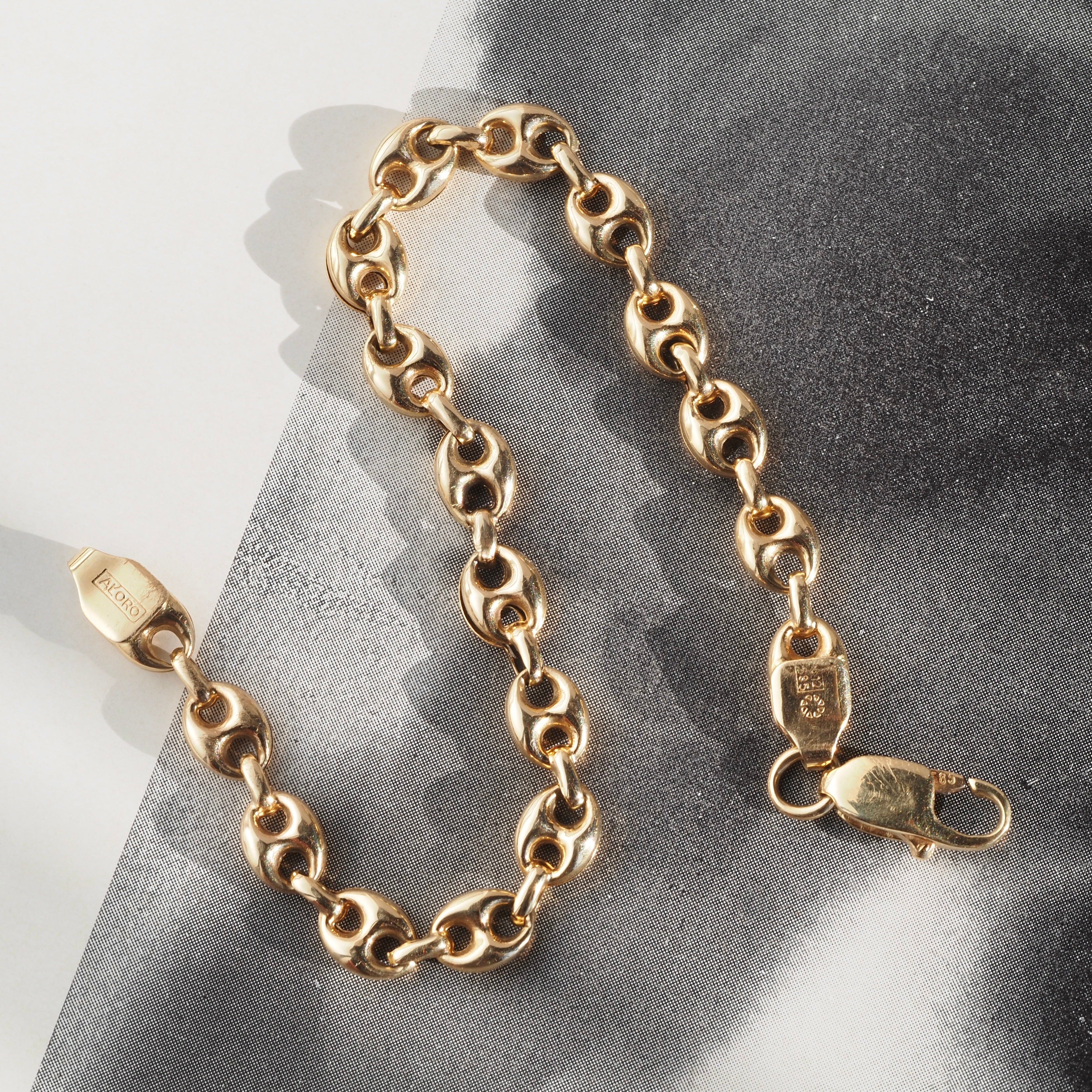 Vintage 14k Puffy Gold Mariner Link Bracelet