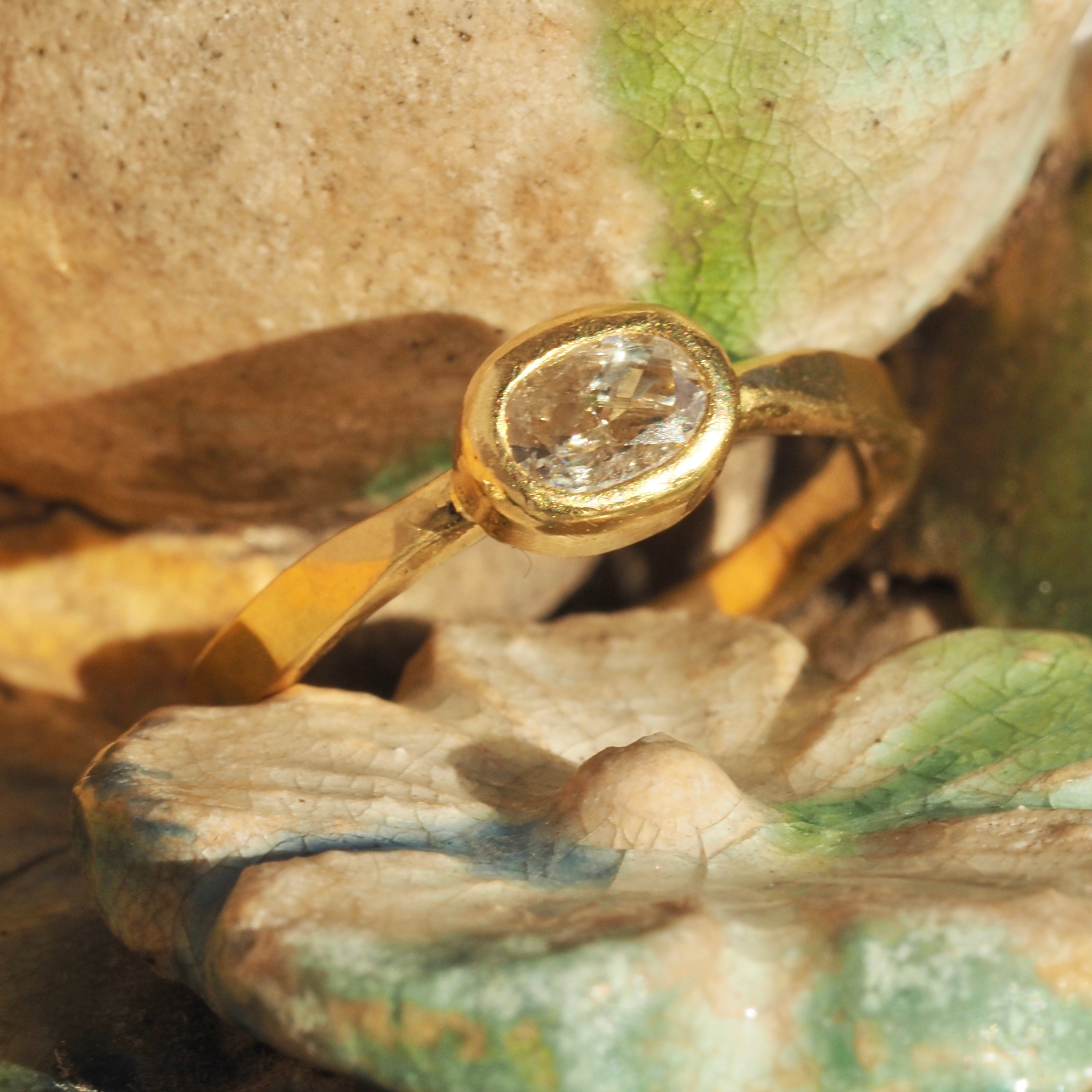 Textural 22k Gold and Grey Diamond Ring