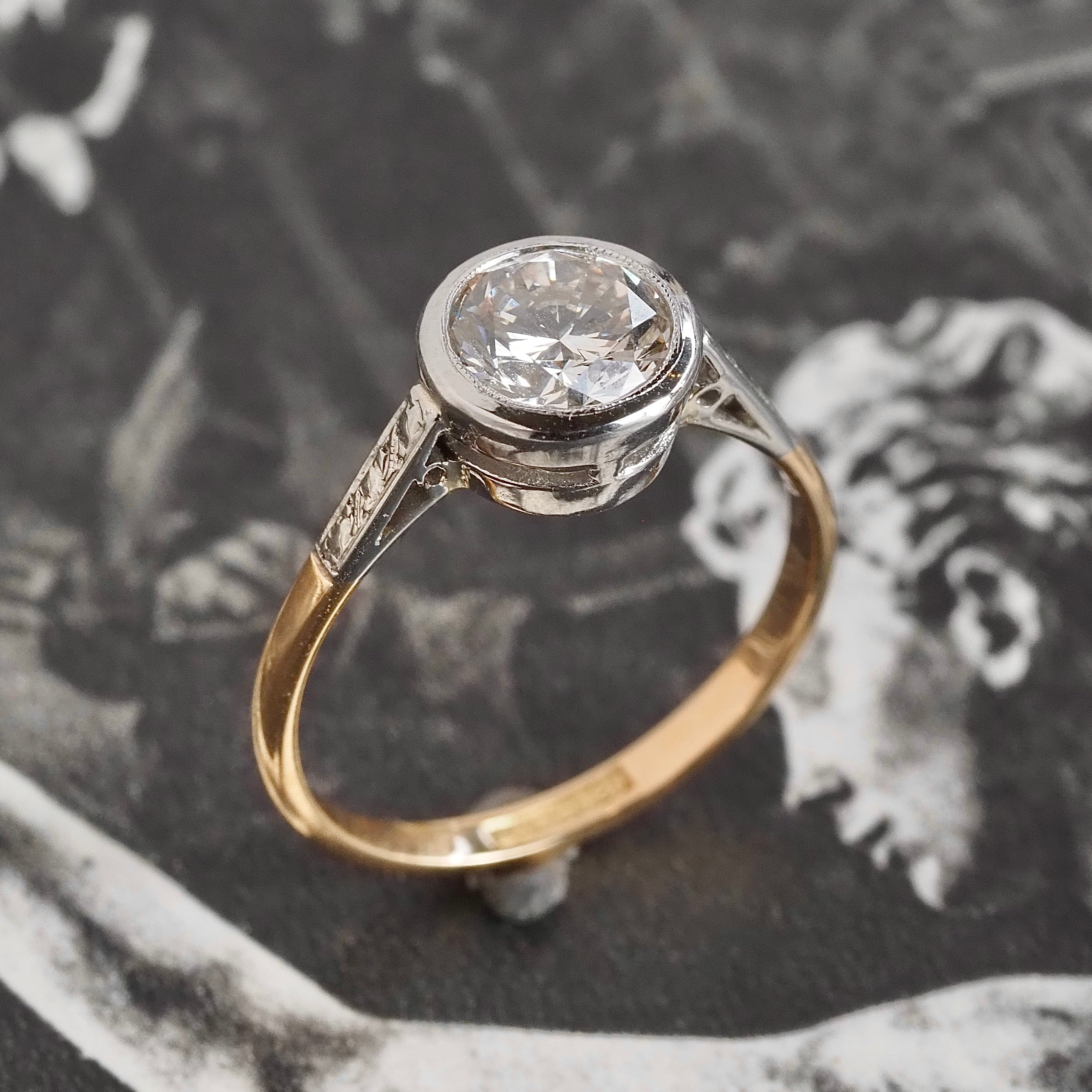 Vintage 1.24ct Diamond 18k and Platinum Engagement Ring