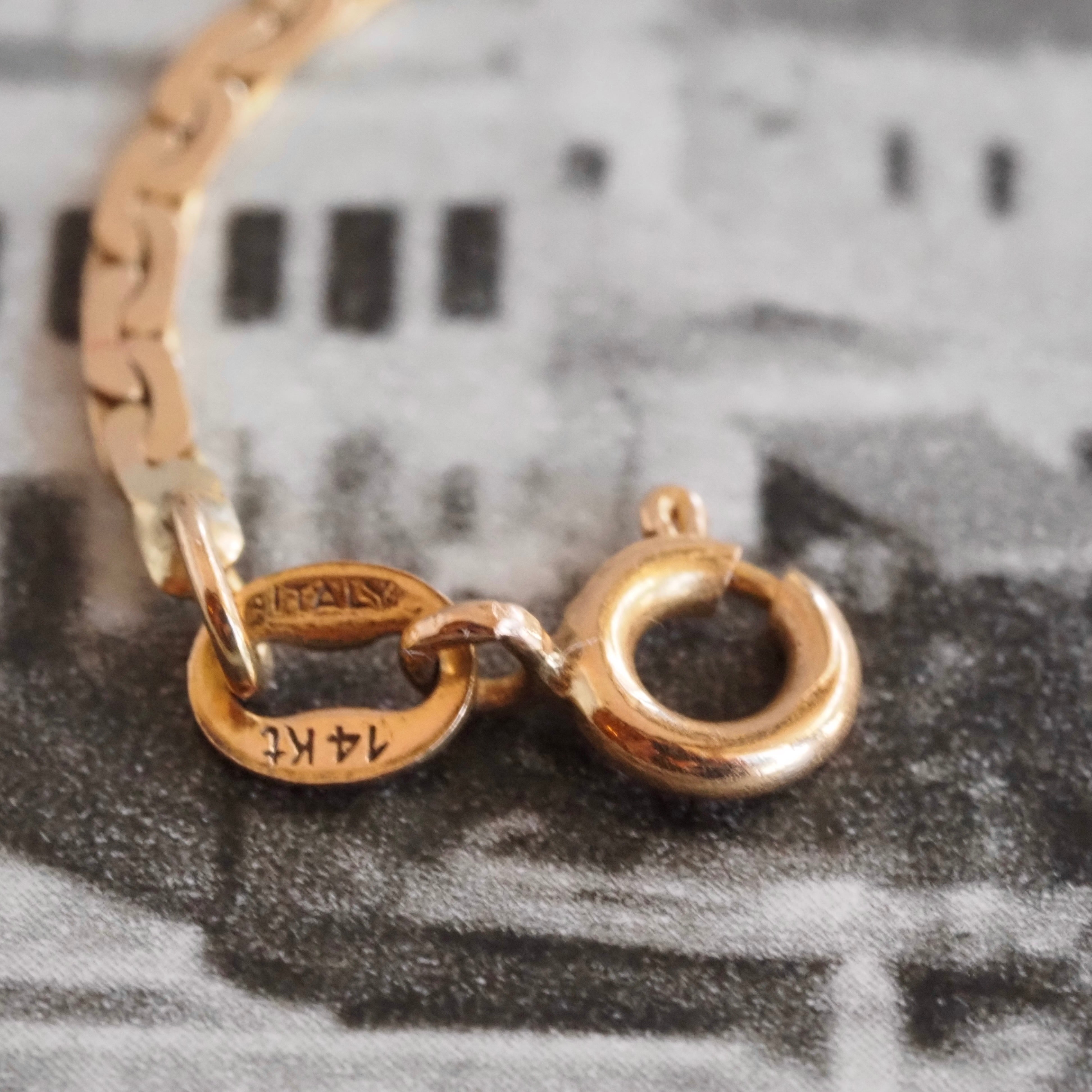 Vintage Italian Flat Link 14k Gold Necklace