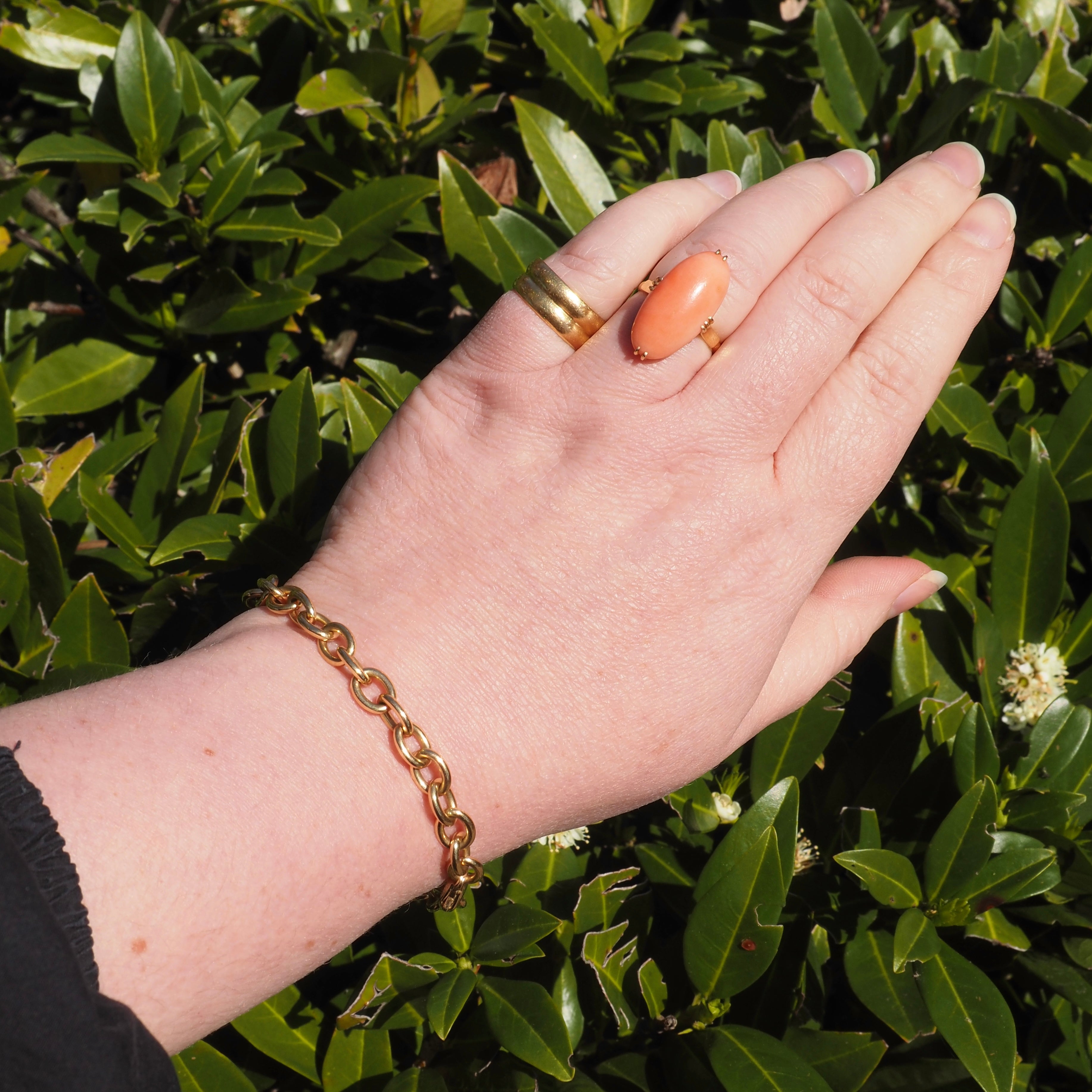 Vintage 18k Gold Solid Oval Link Chain Bracelet