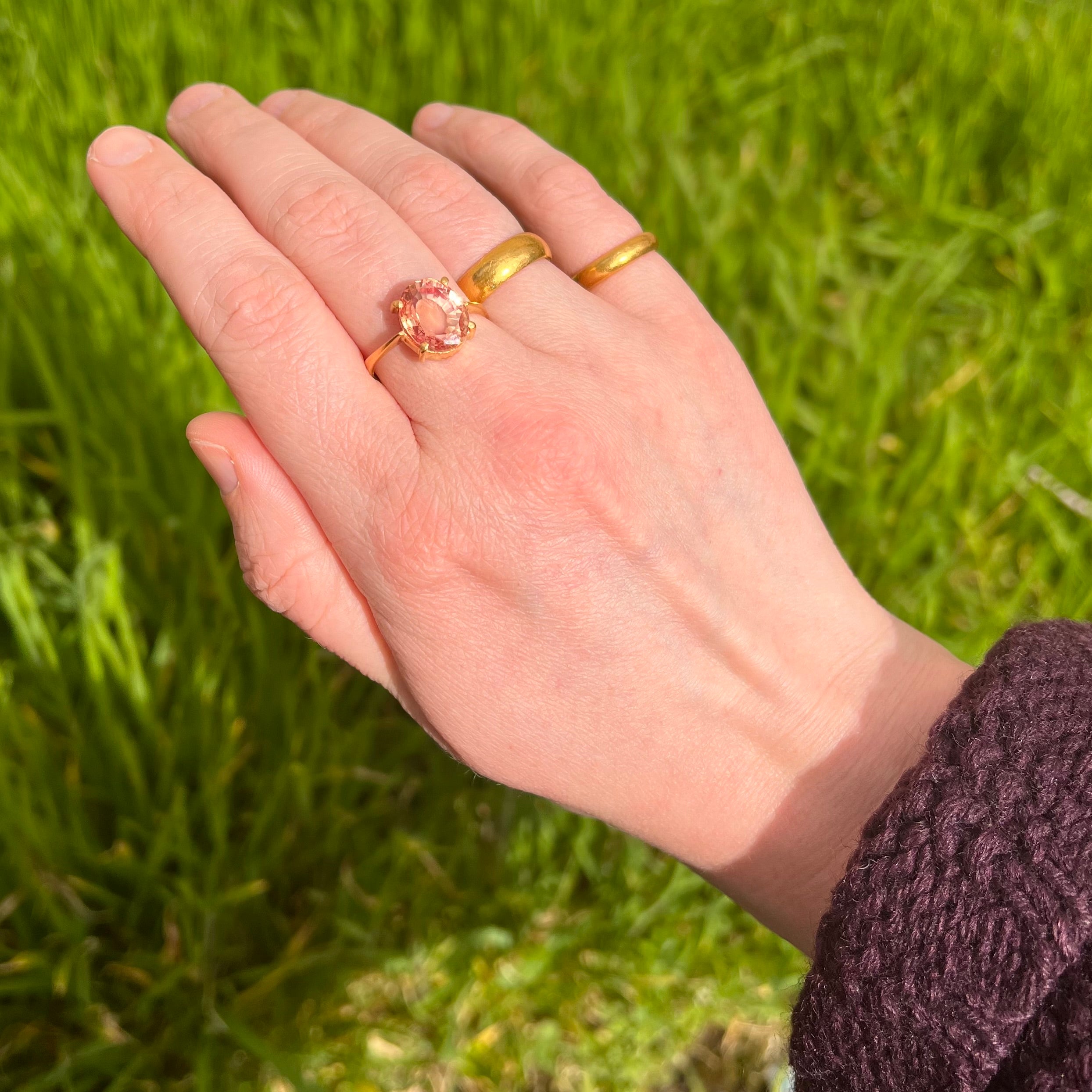 Vintage 22k Gold Padparadscha Sapphire Ring