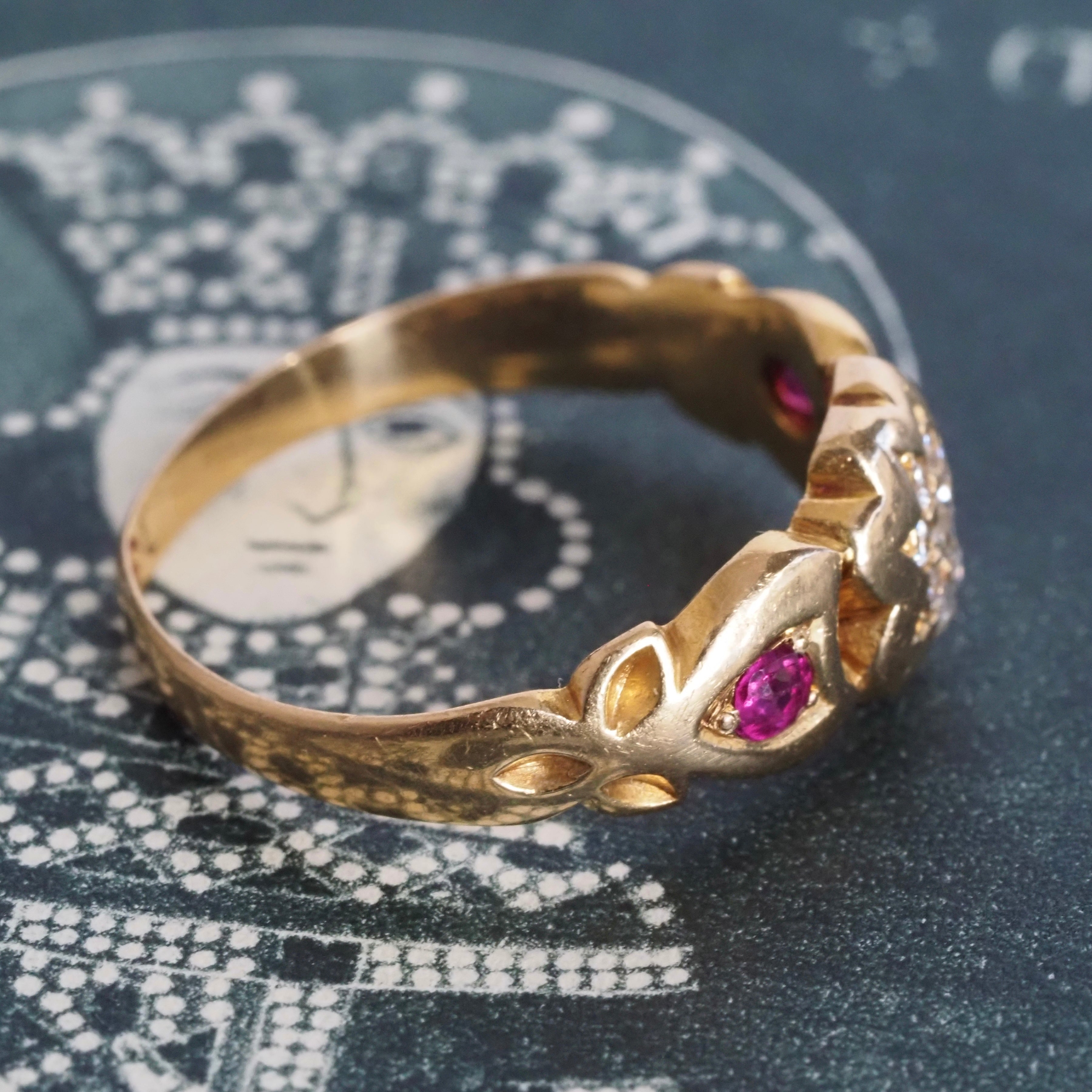 Antique Victorian 18k Gold Ruby & Diamond Ring