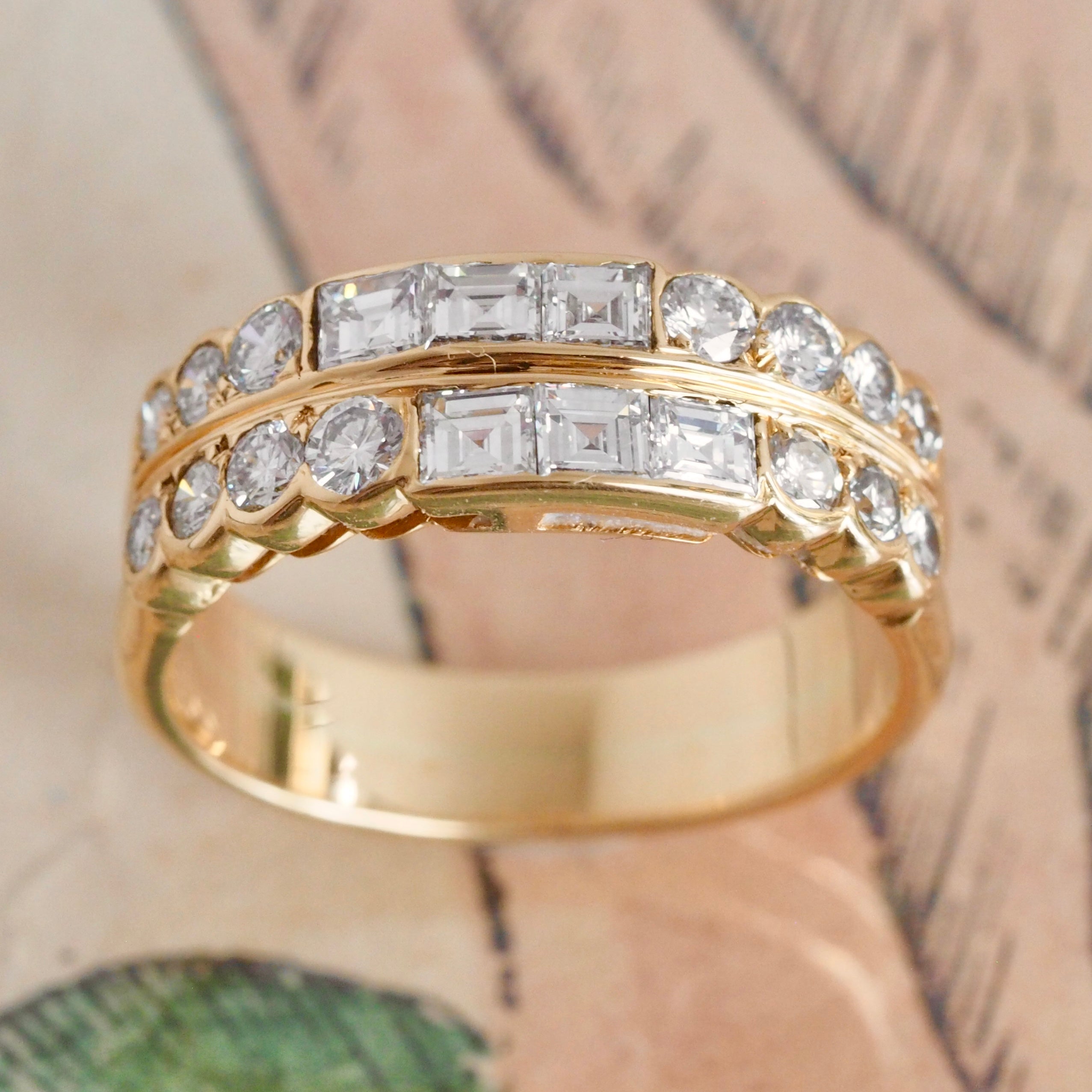 Vintage French 18k Gold Diamond Ring