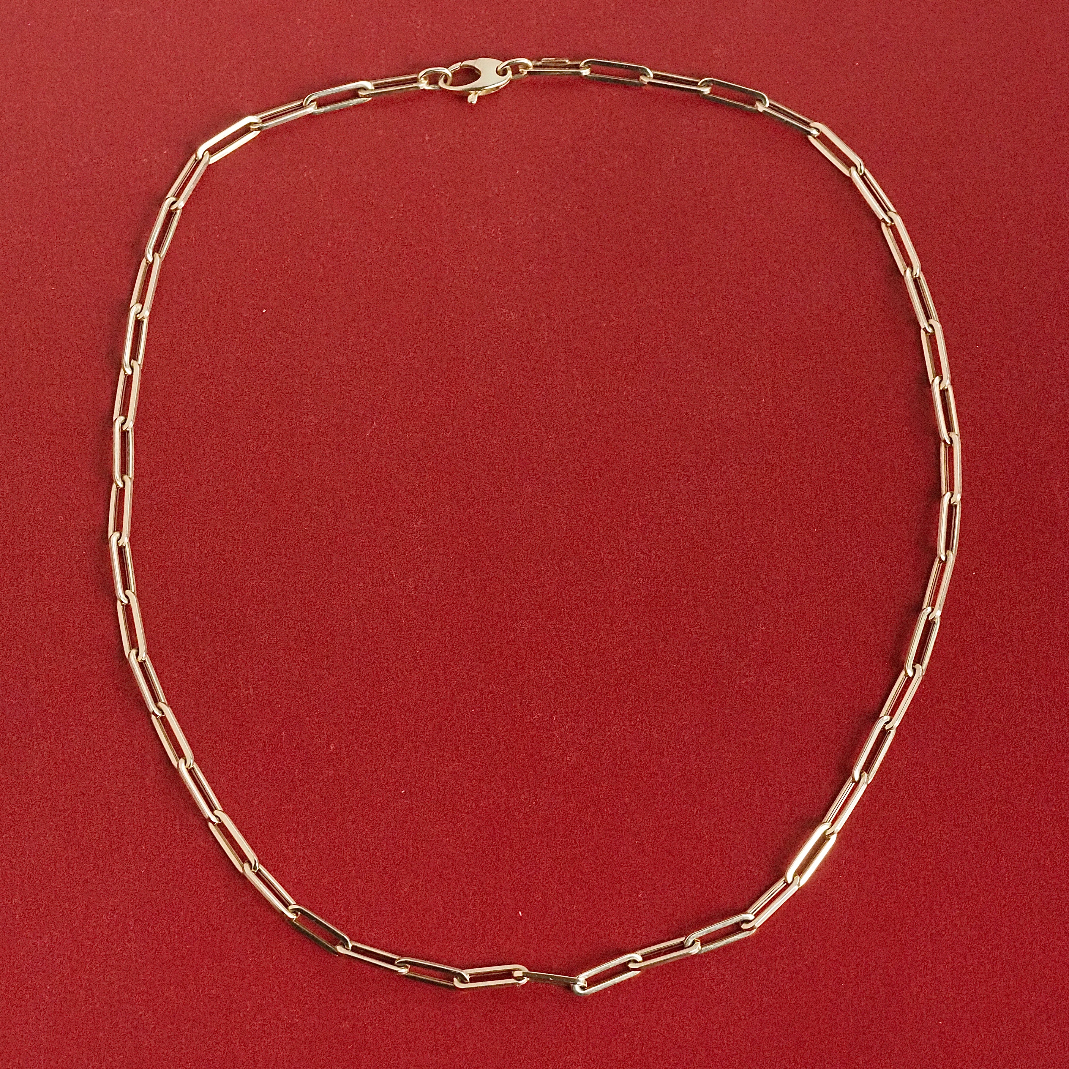 14k Gold Paperclip Chain Necklace