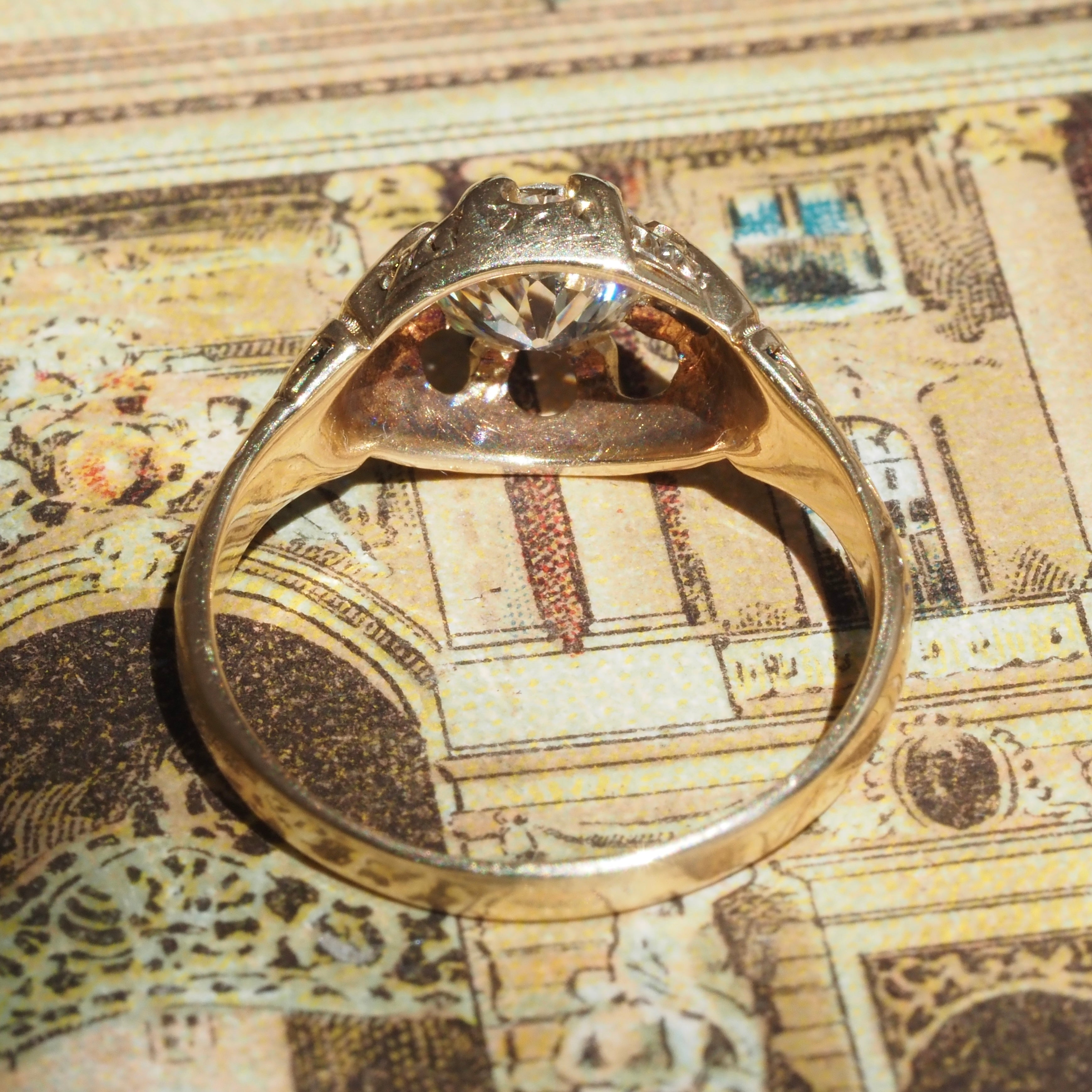 Antique Victorian Old European Cut Diamond Belcher 18k Gold Engagement Ring