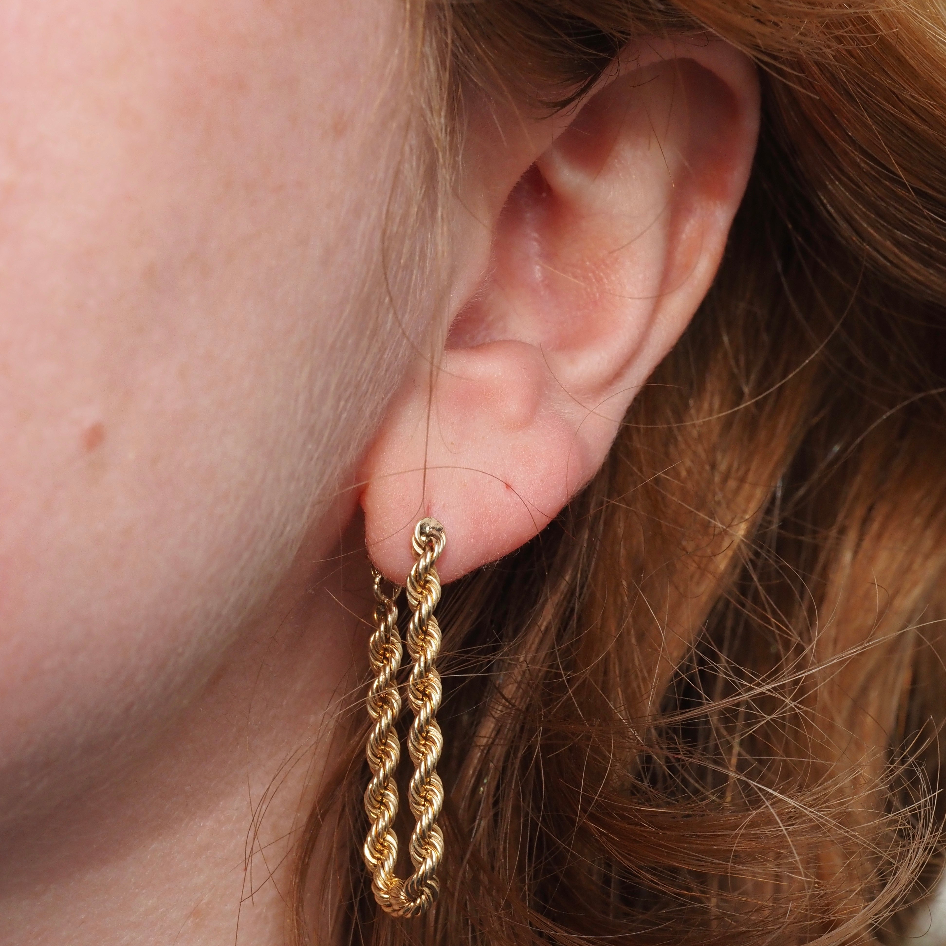 Chunky Rope 14k Gold Earrings