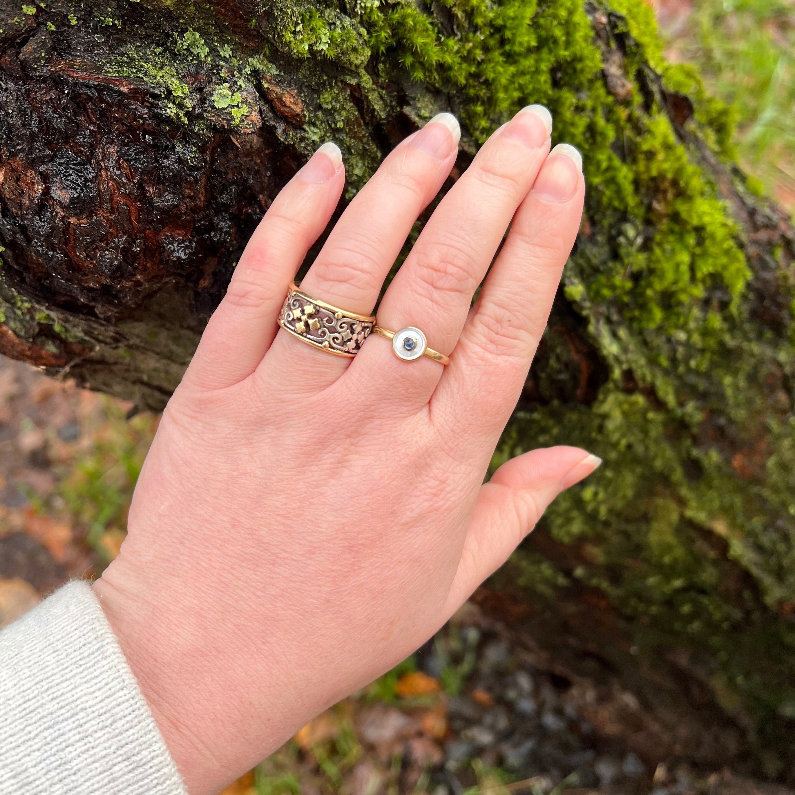 Vintage Sterling Silver 18k Gold Iron Gate Cigar Band