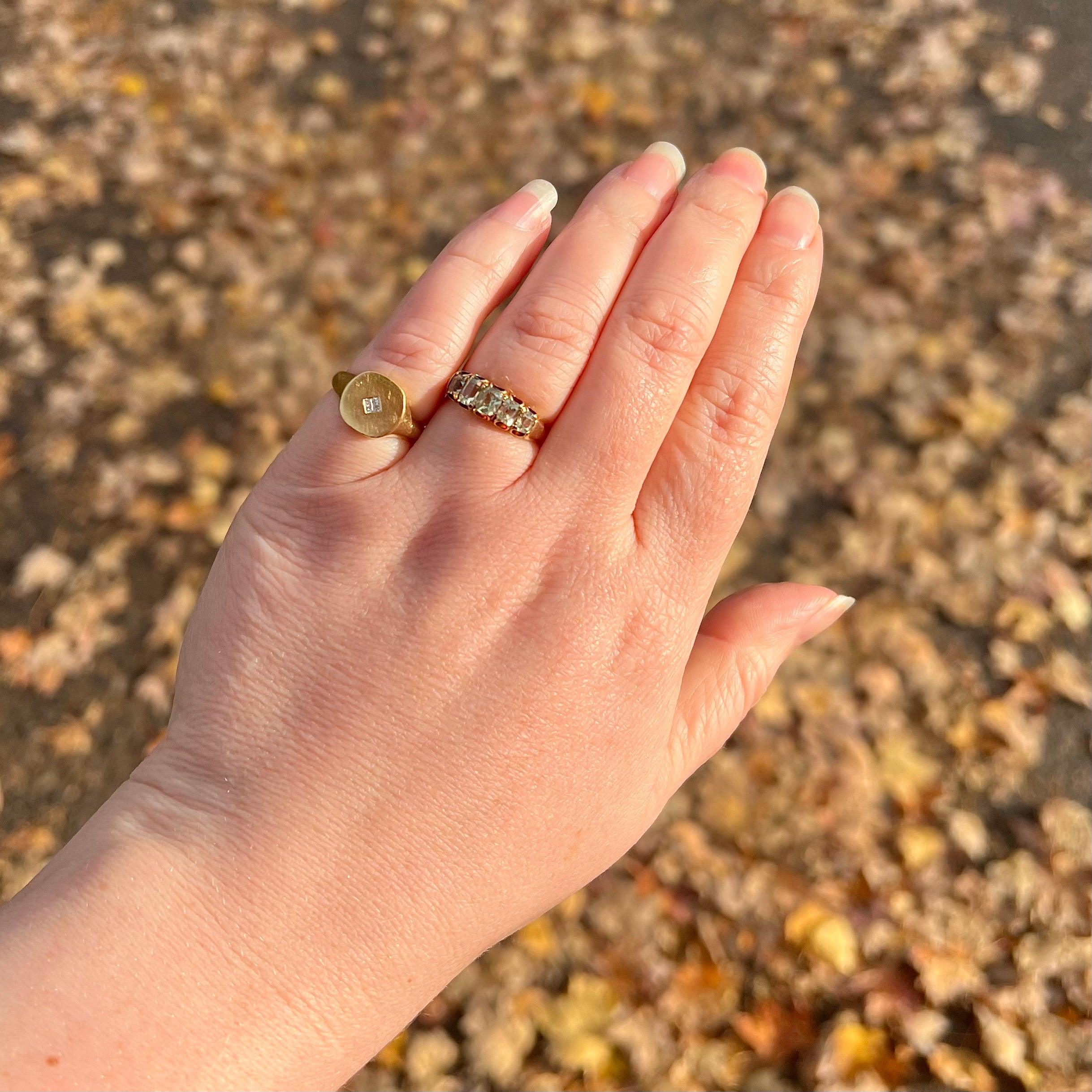 18k Gold Diamond Squared Signet Ring
