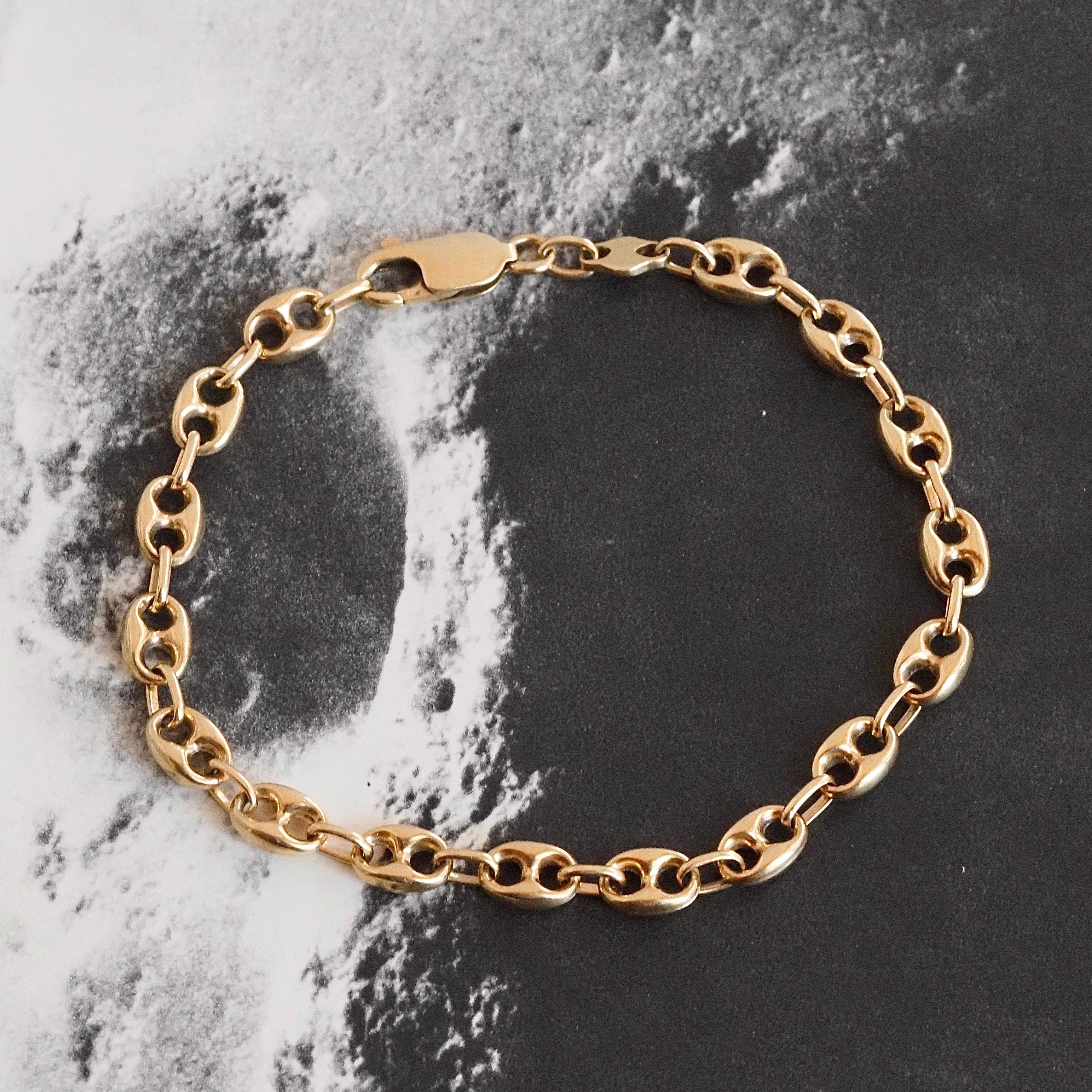 Vintage Italian 14k Gold Puffy Mariner Bracelet