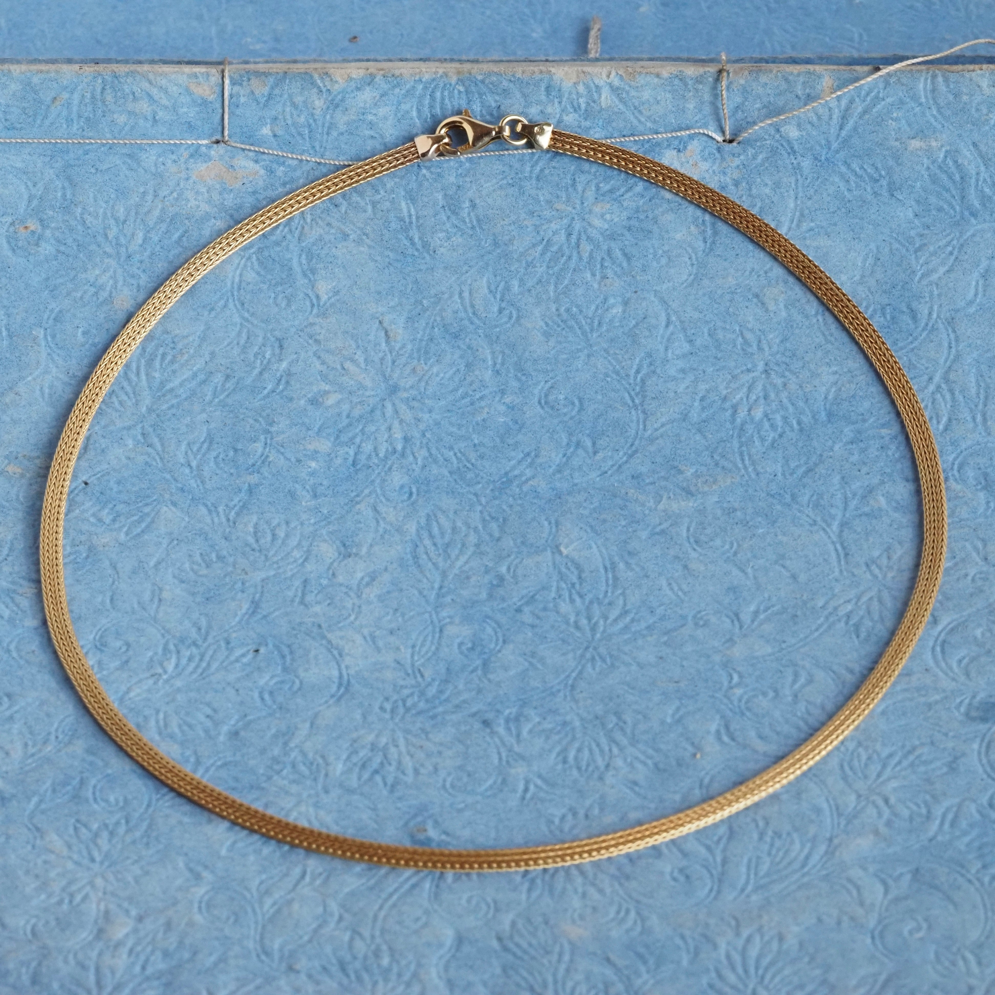 Vintage Italian Woven Chain Collar 14k Gold Necklace