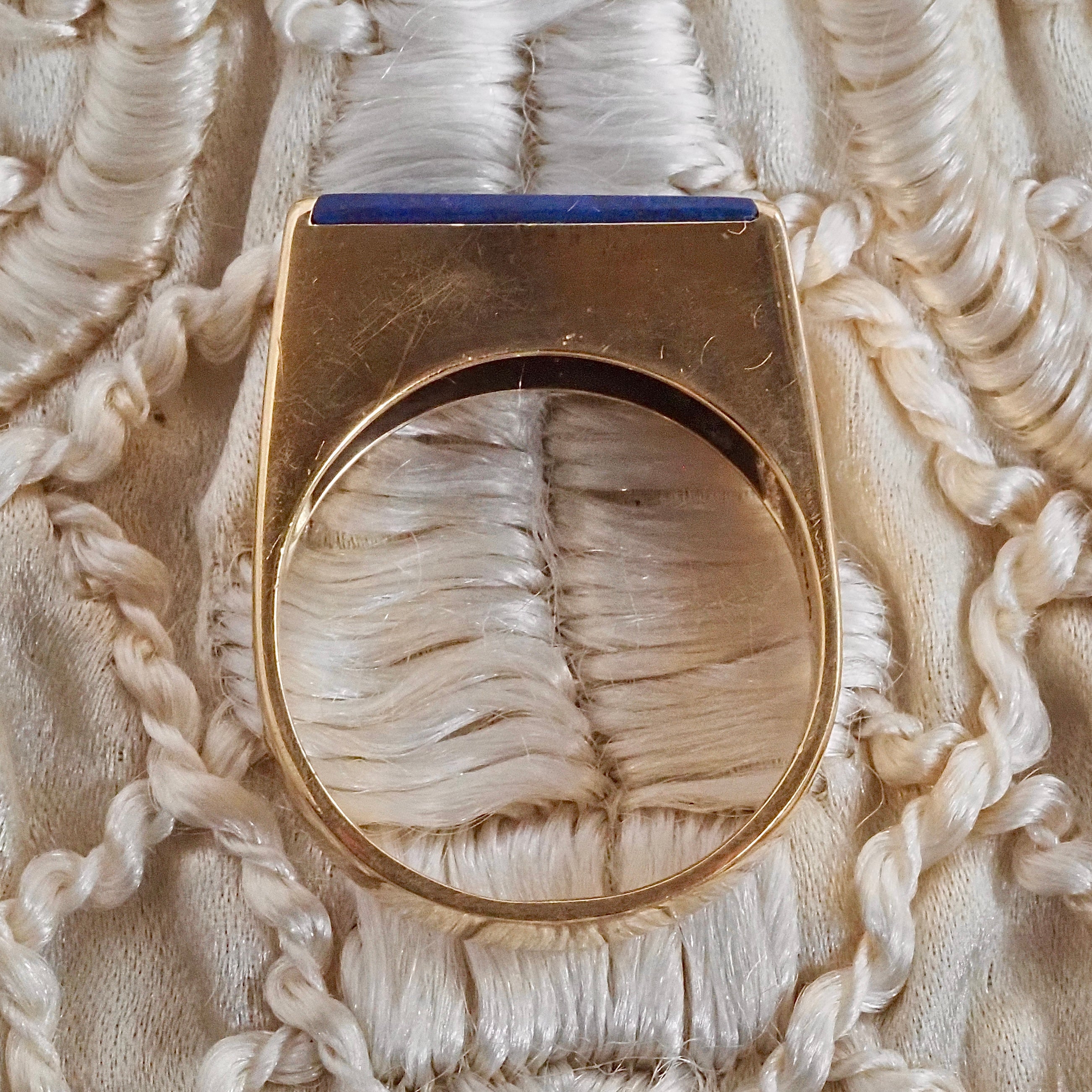 Vintage Danish 14k Gold Lapis Saddle Ring