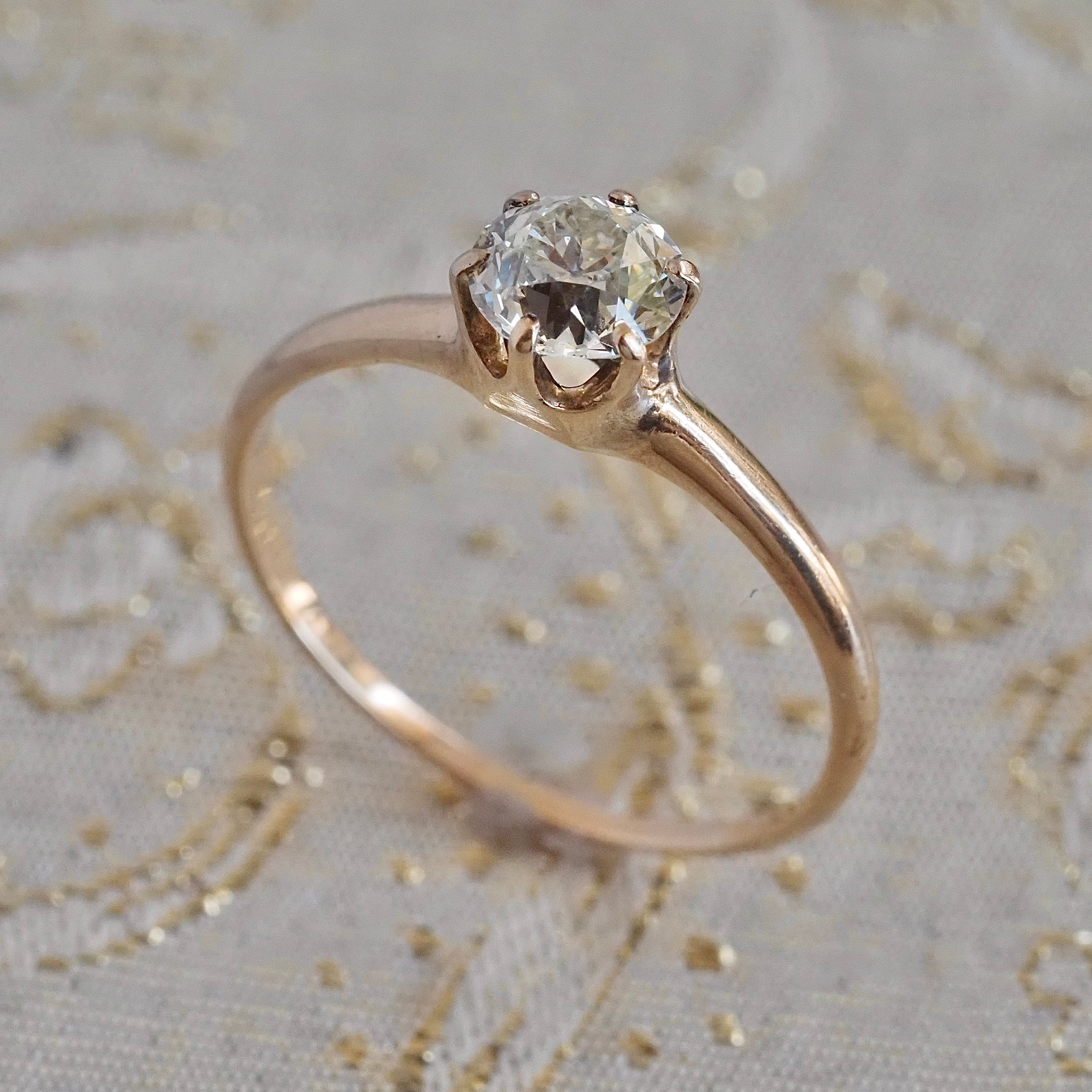 Vintage Old European Cut Diamond 14k Gold Engagement Ring