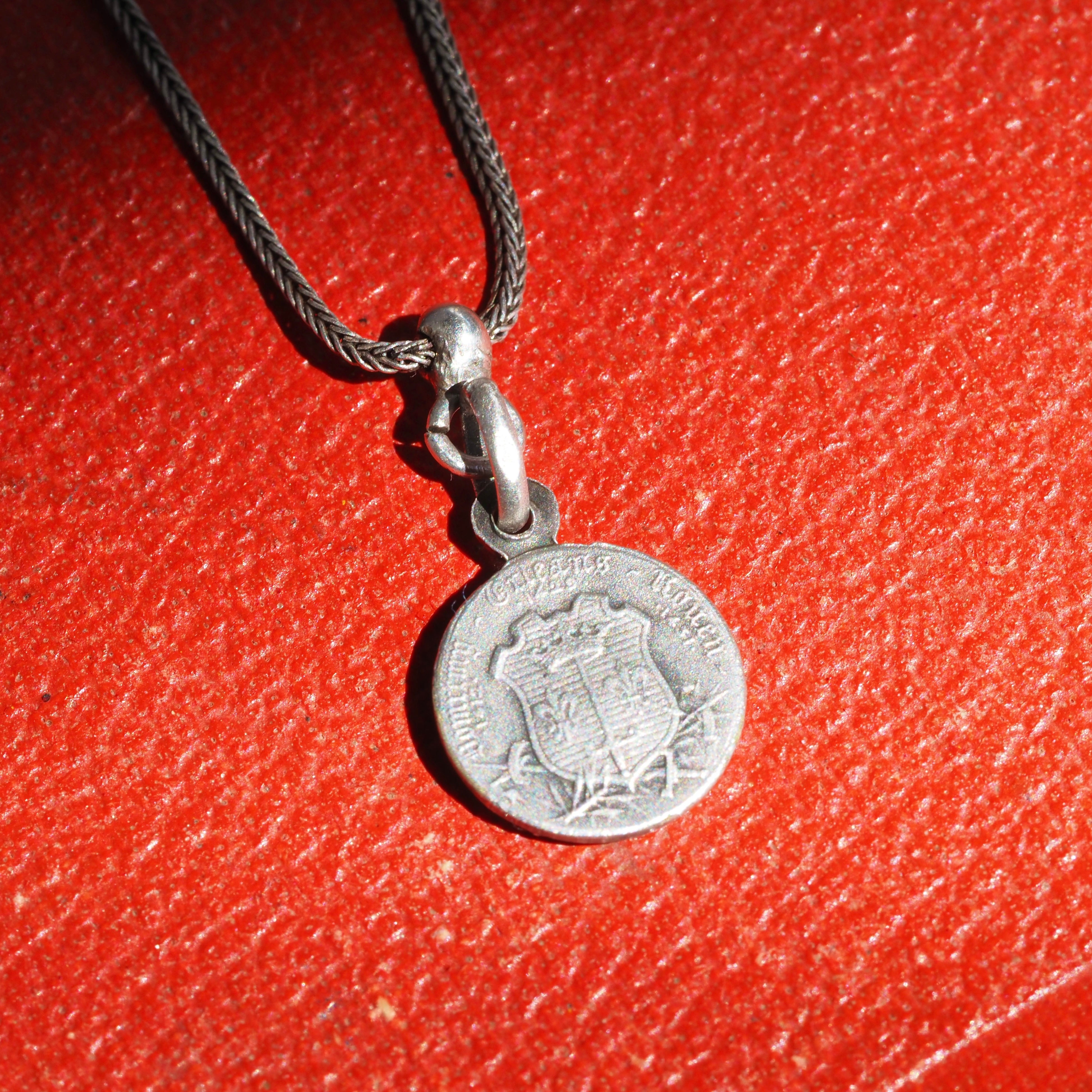 Antique c. 1909 French Joan Of Arc Silver Foxtail Station Necklace