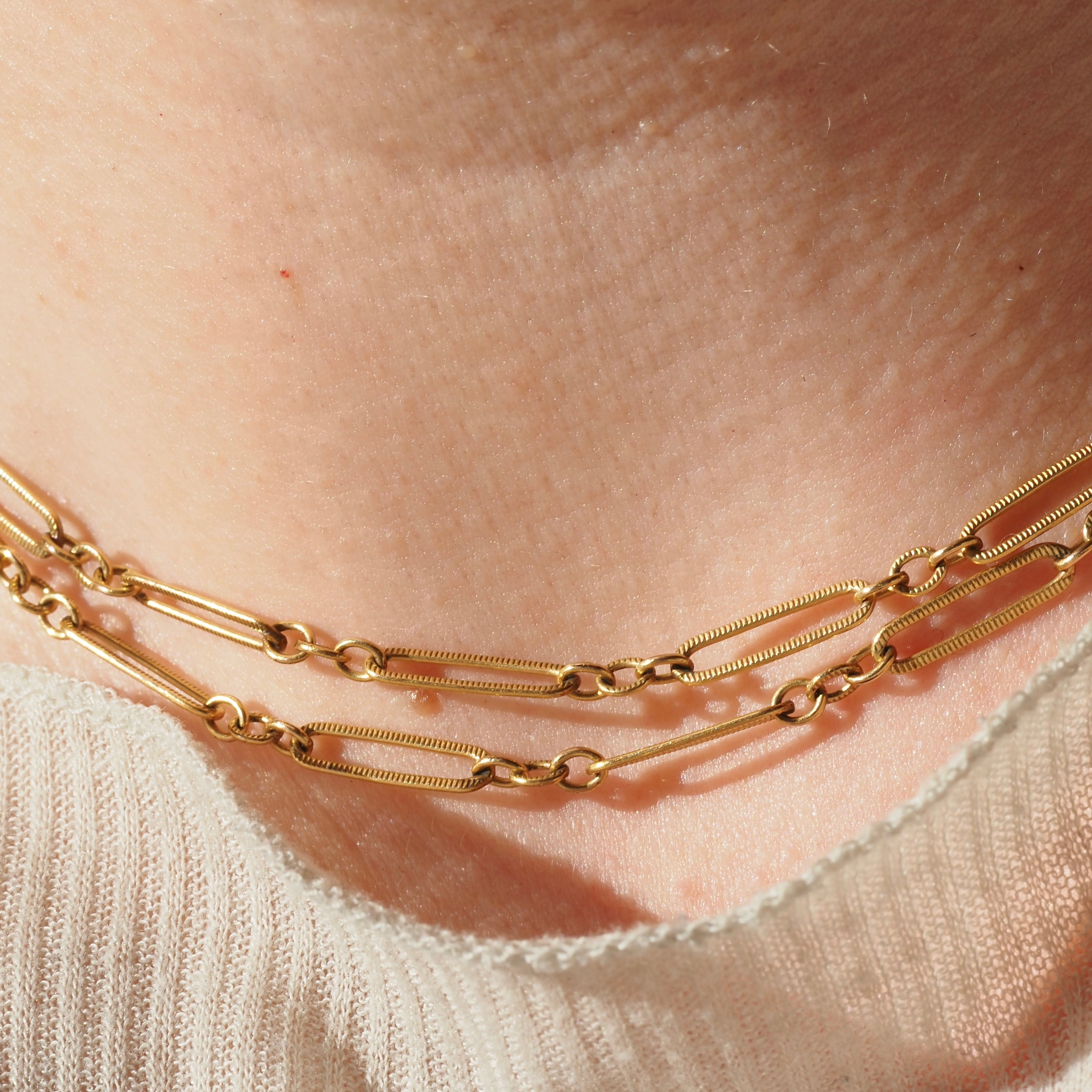 Antique Textured Link Gold Filled Necklace