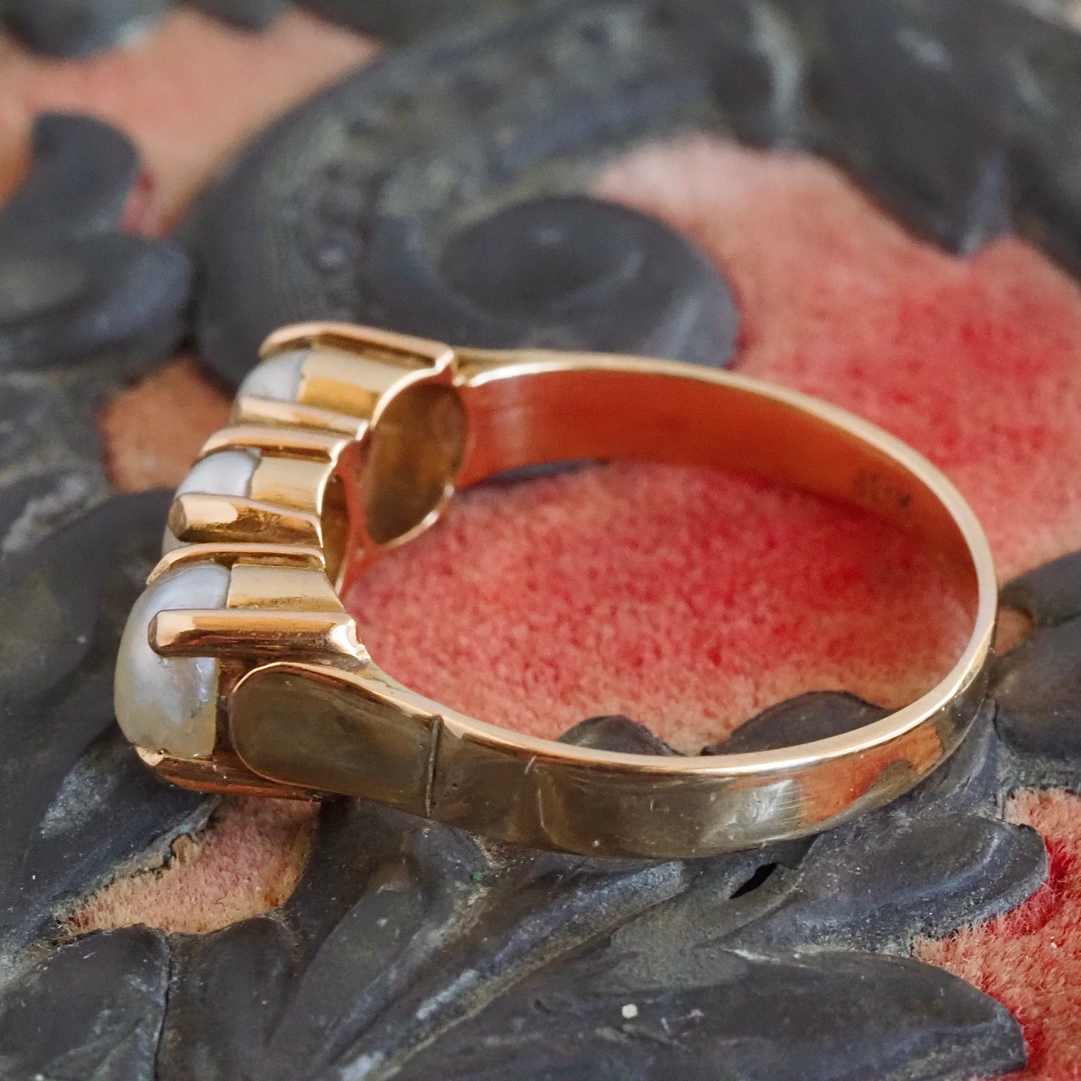 Vintage Baroque Pearl Trilogy 18k Gold Ring