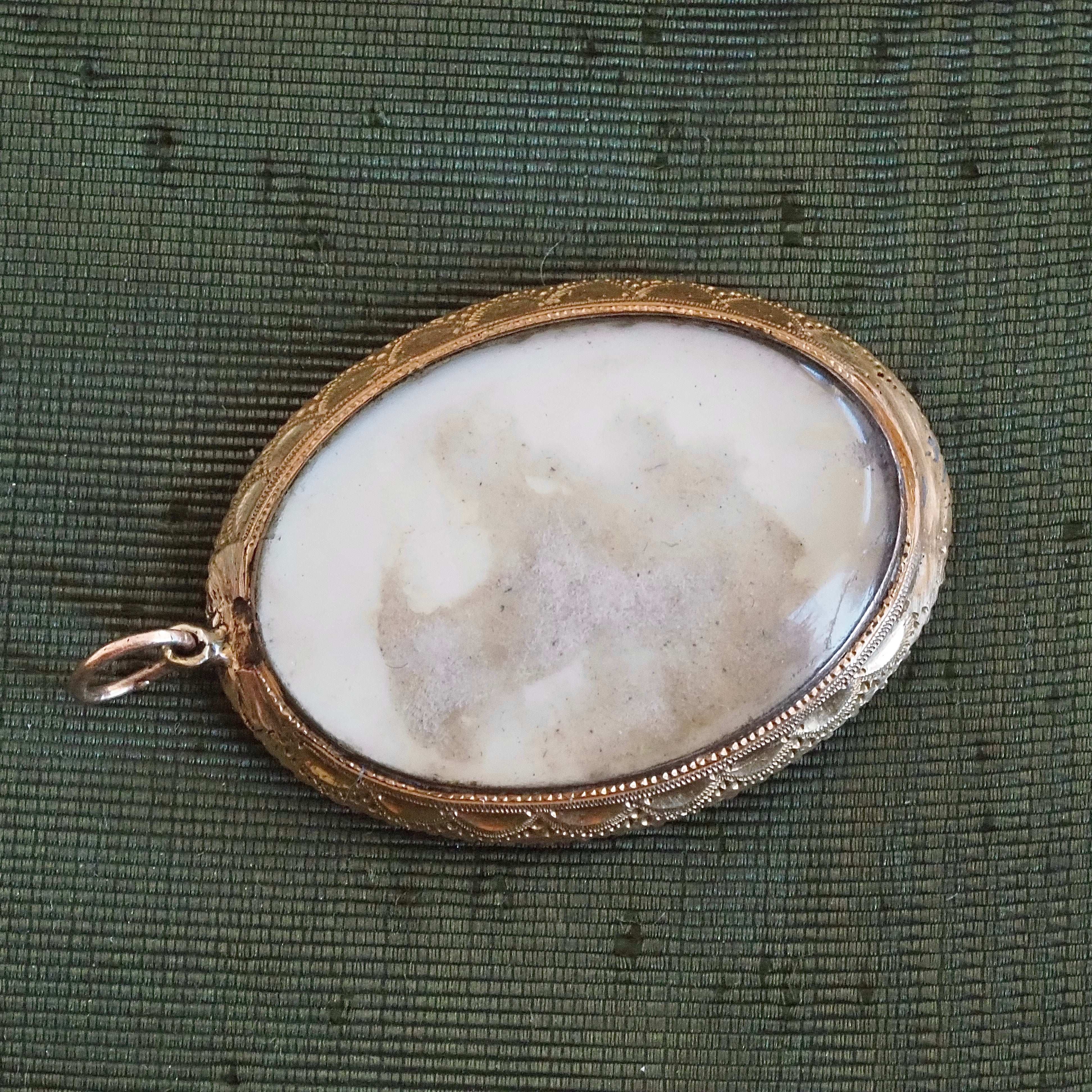Antique Georgian/Early Victorian Doves "United by Love" Mourning Locket with Seed Pearls and 18k Gold