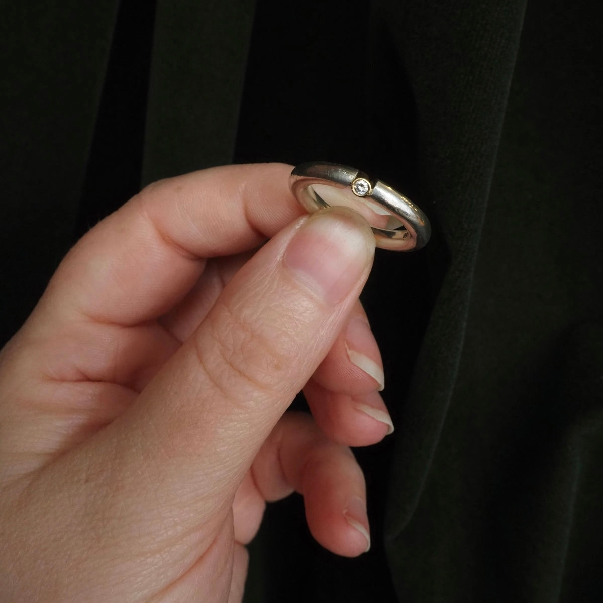 Vintage Georg Jensen Sterling Silver 14k Gold Diamond Ring