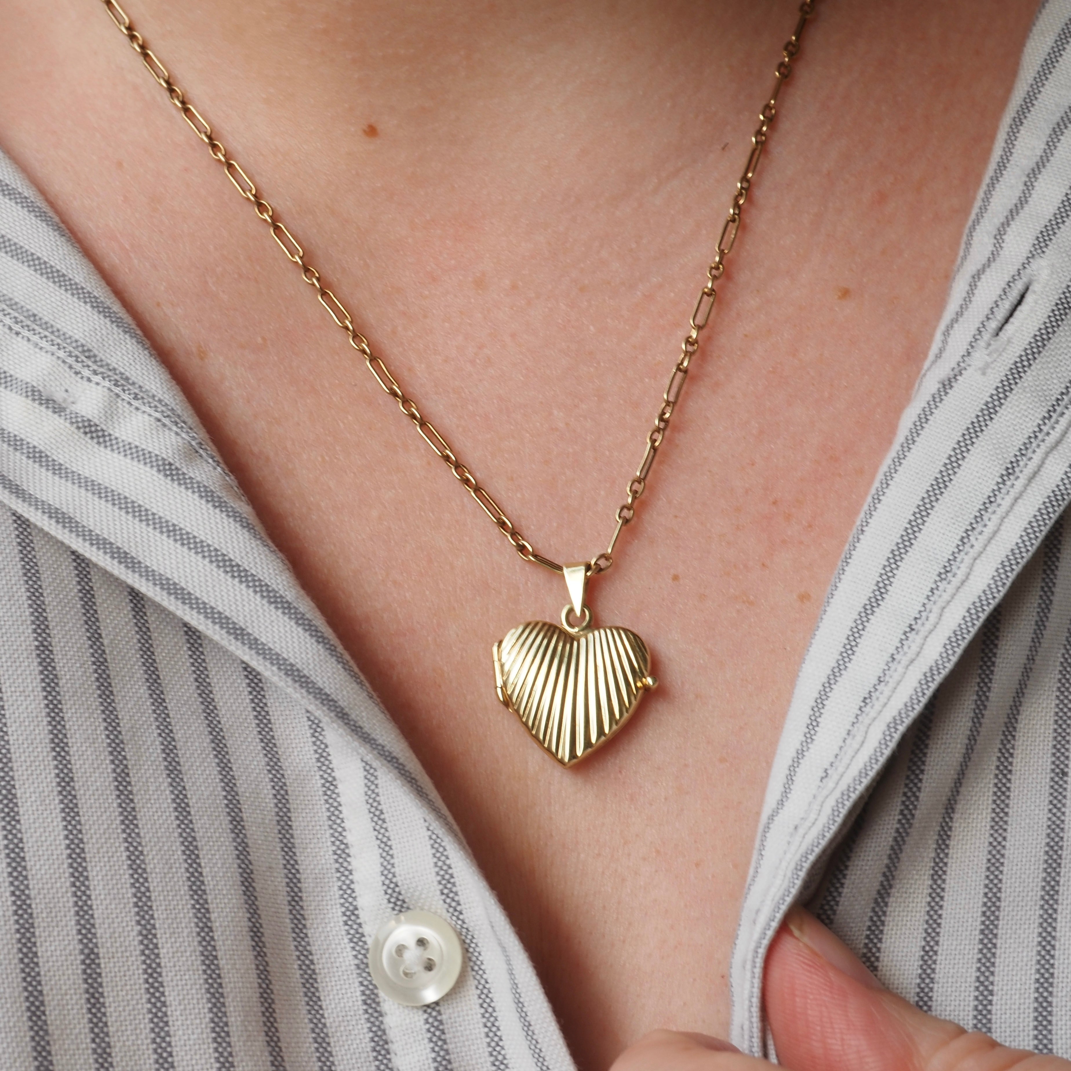 Vintage 14k Gold Alternating Cable Link Chain Necklace