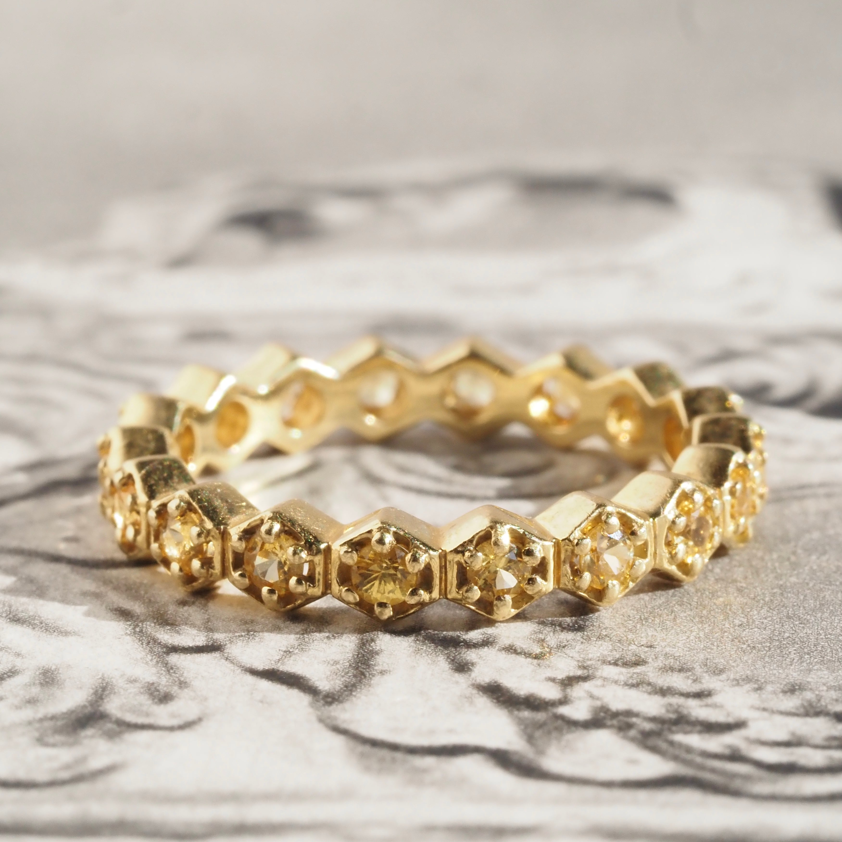 18k Gold Yellow Sapphire Hexagonal Eternity Ring