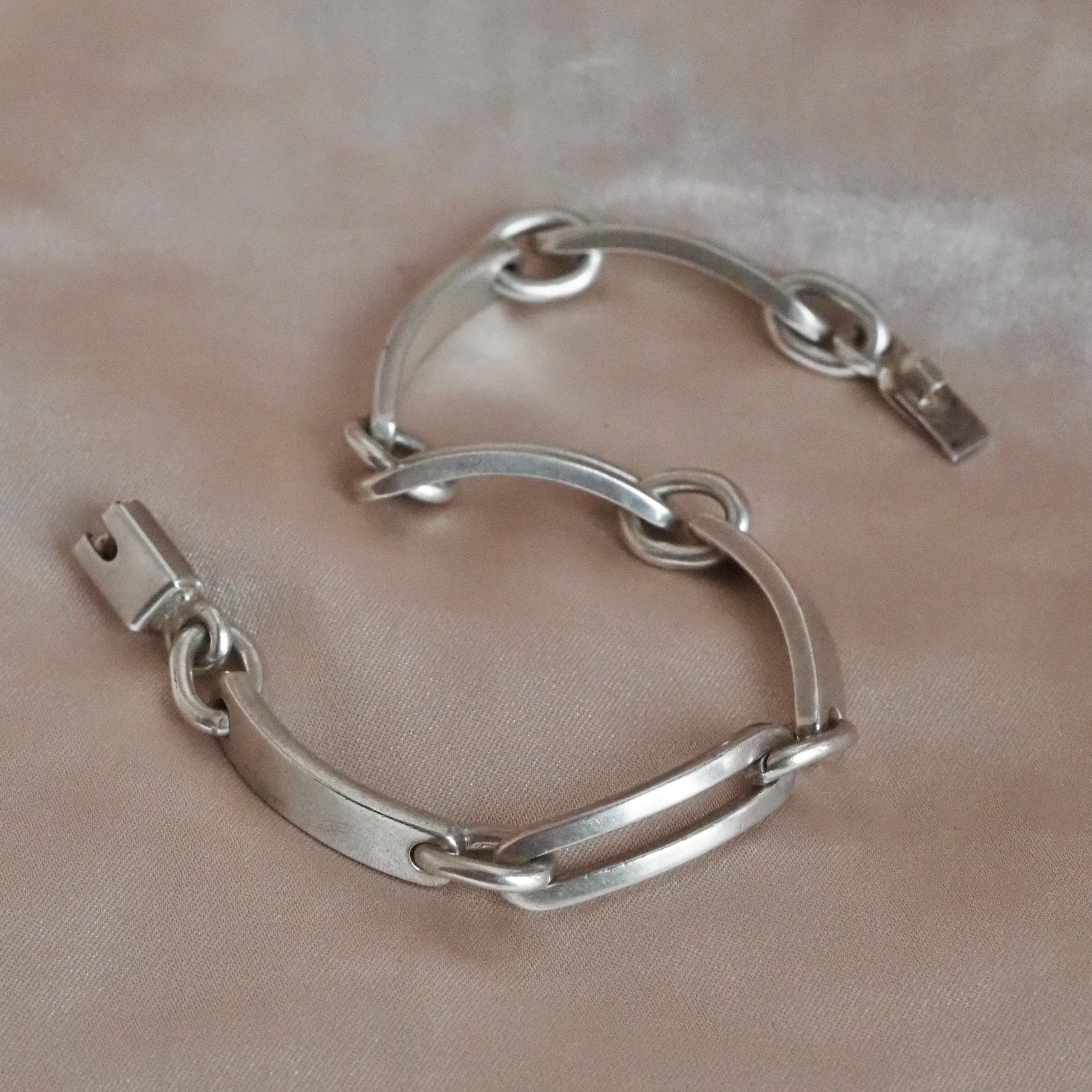 Vintage Sterling Silver Arched Link Bracelet