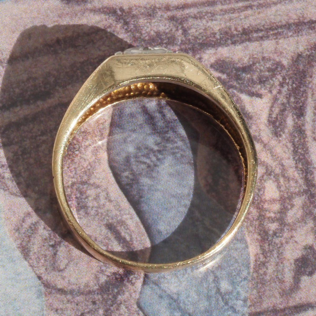 Vintage Floral Domed Diamond 10k Gold Ring
